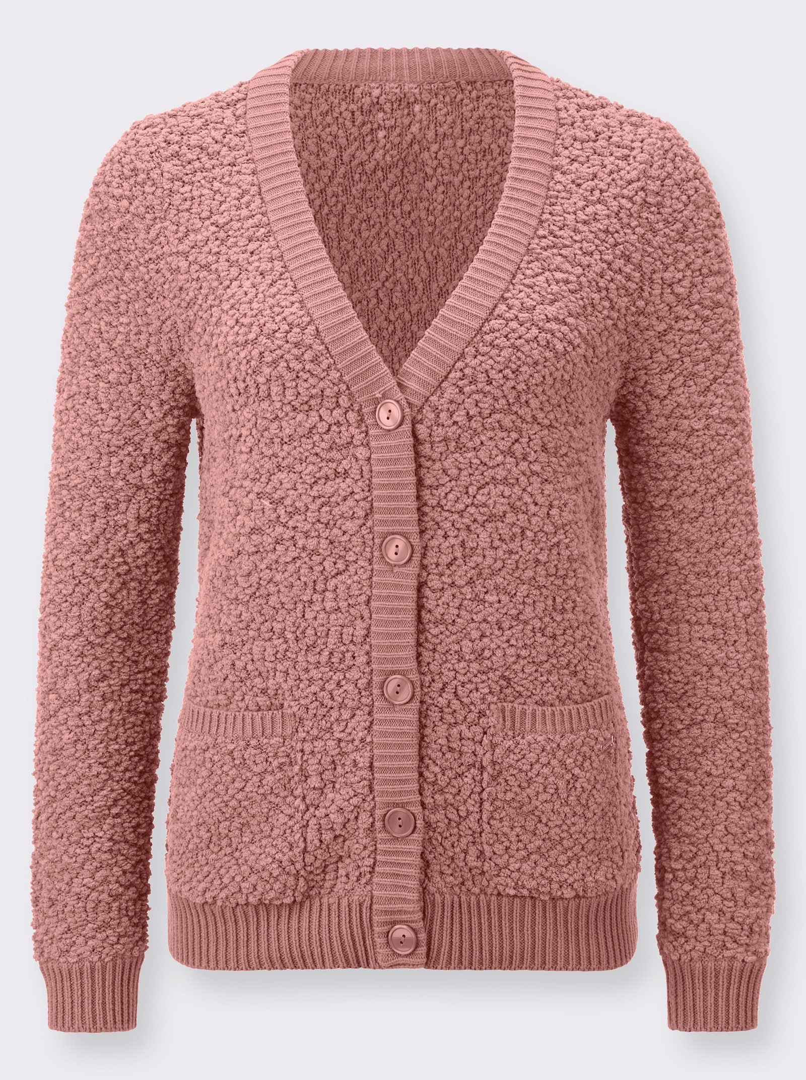 Strickjacke aus Popcorn-Garn - rosenholz