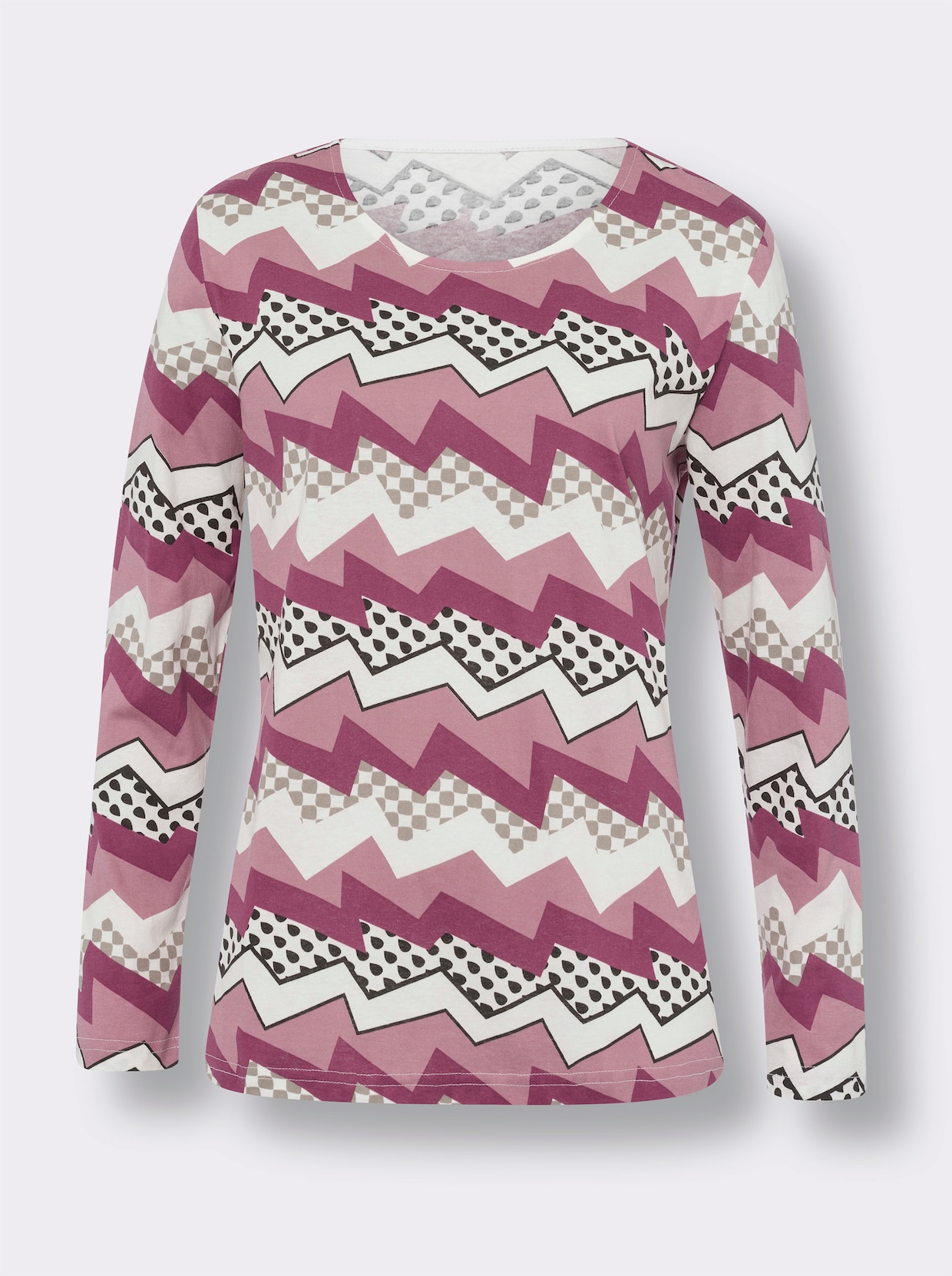 Shirt met ronde hals - oudroze/heide bedrukt