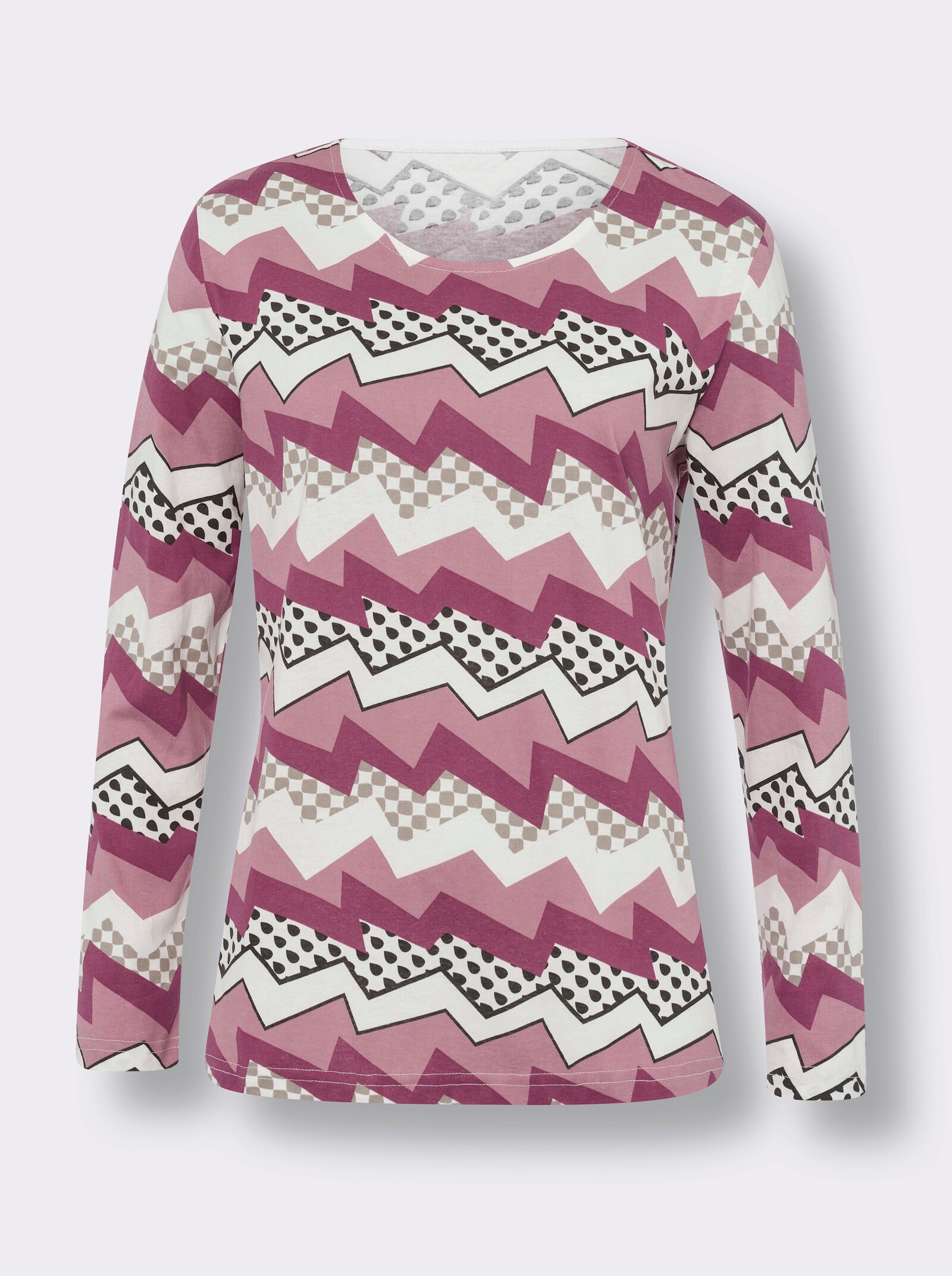 Tričko, okr. výstr., kľukatka - Staroružovo-vresová potlač