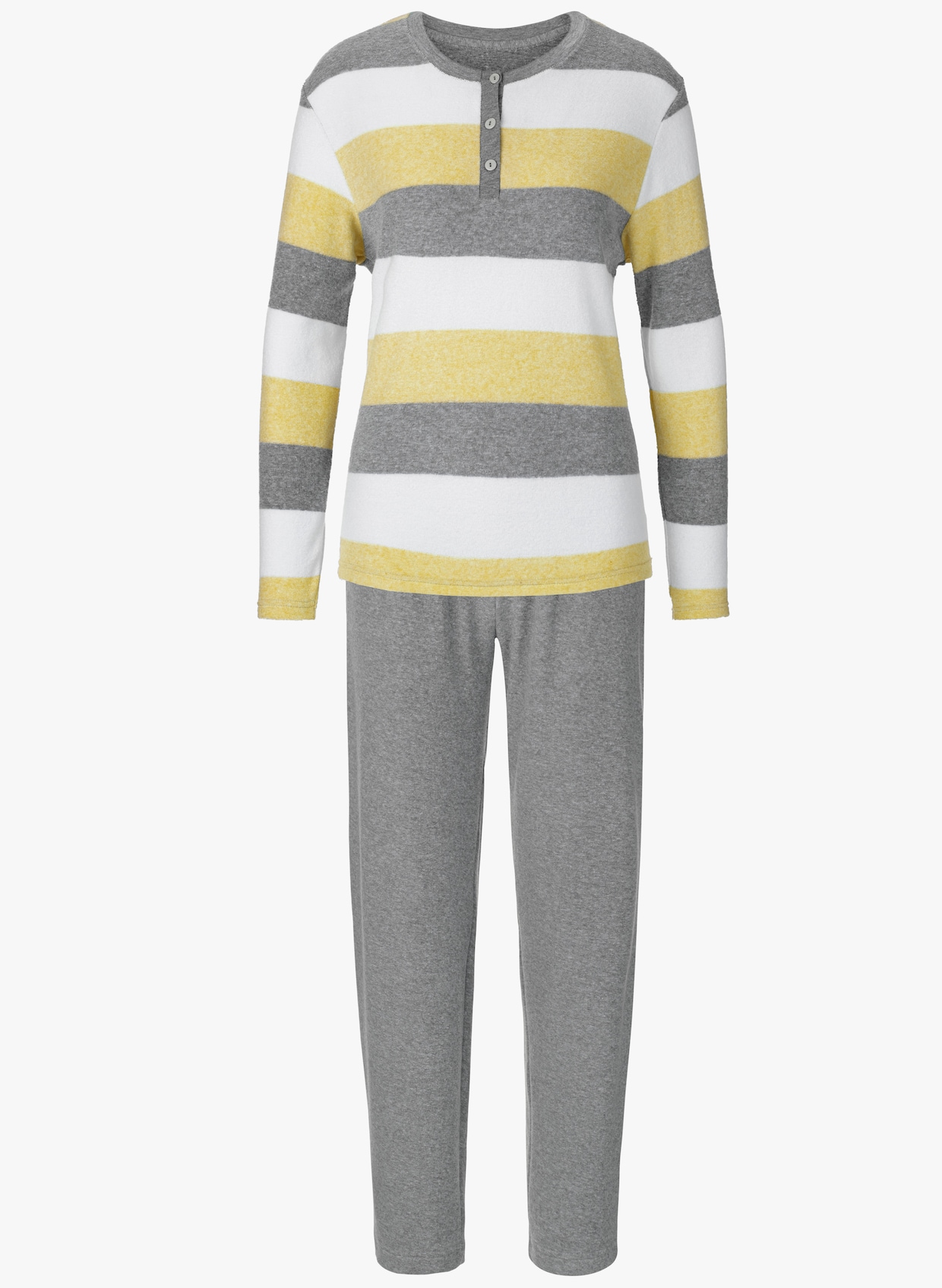 Normann Pyjama - geel/grijs gemêleerd