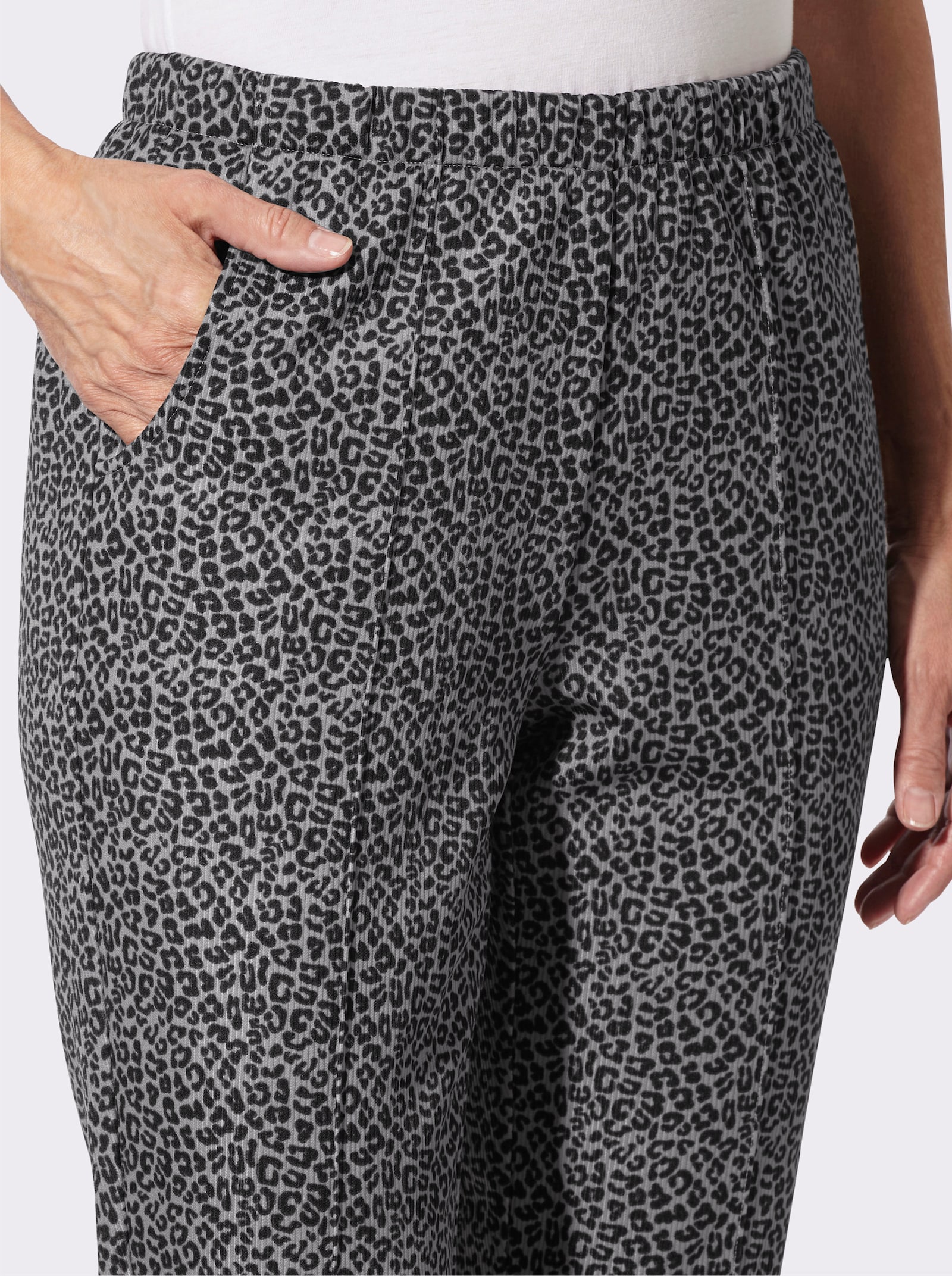 Jerseyhose in Ripp-Qualität - grau-graphit-bedruckt