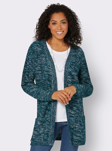 Strickjacke - petrol-meliert