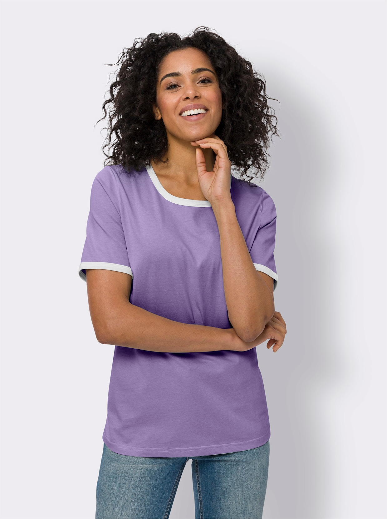 Shirt met korte mouwen - lavendel/ecru