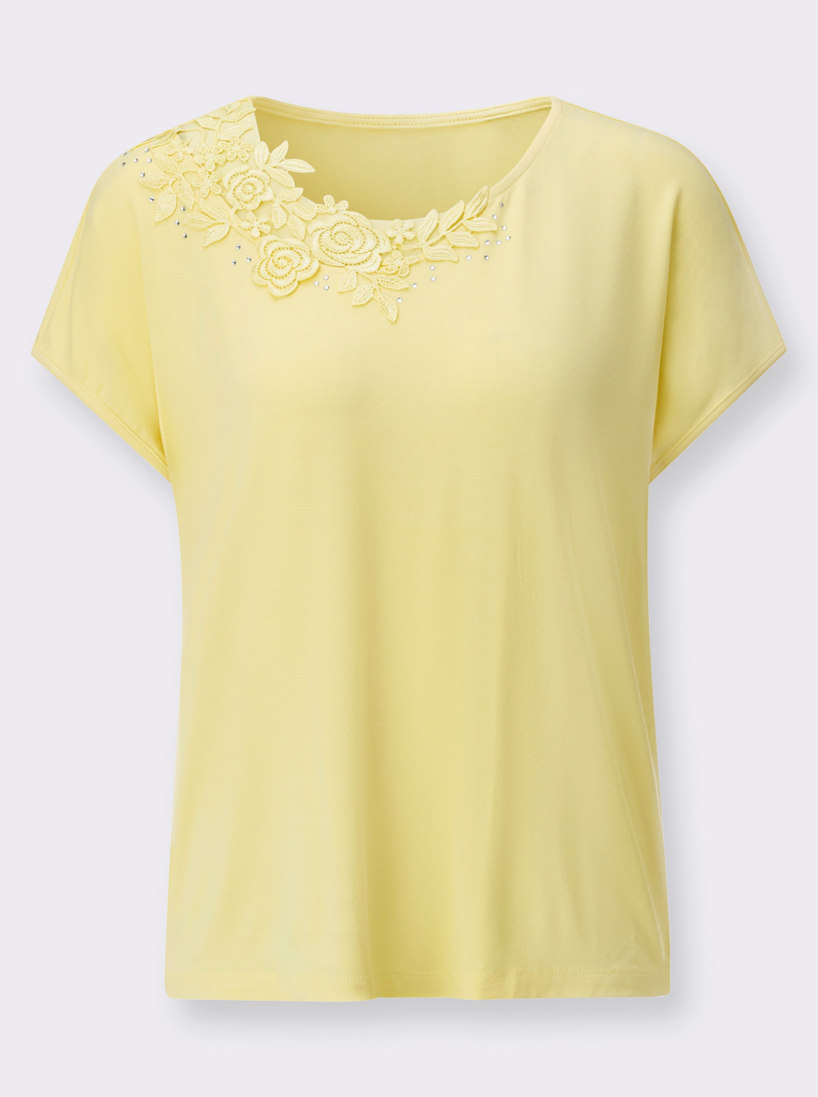 Shirt met korte mouwen en modal - citroen