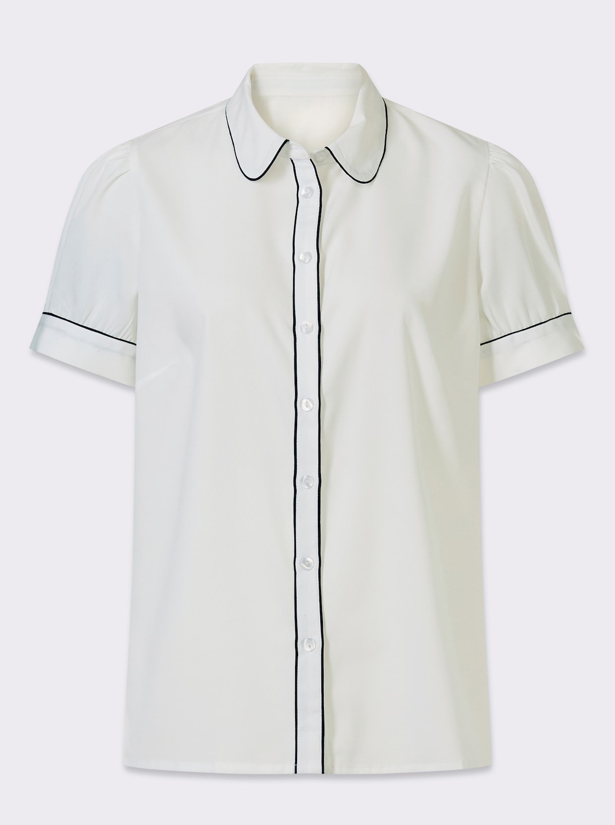 Kurzarmbluse mit Raffung - ecru