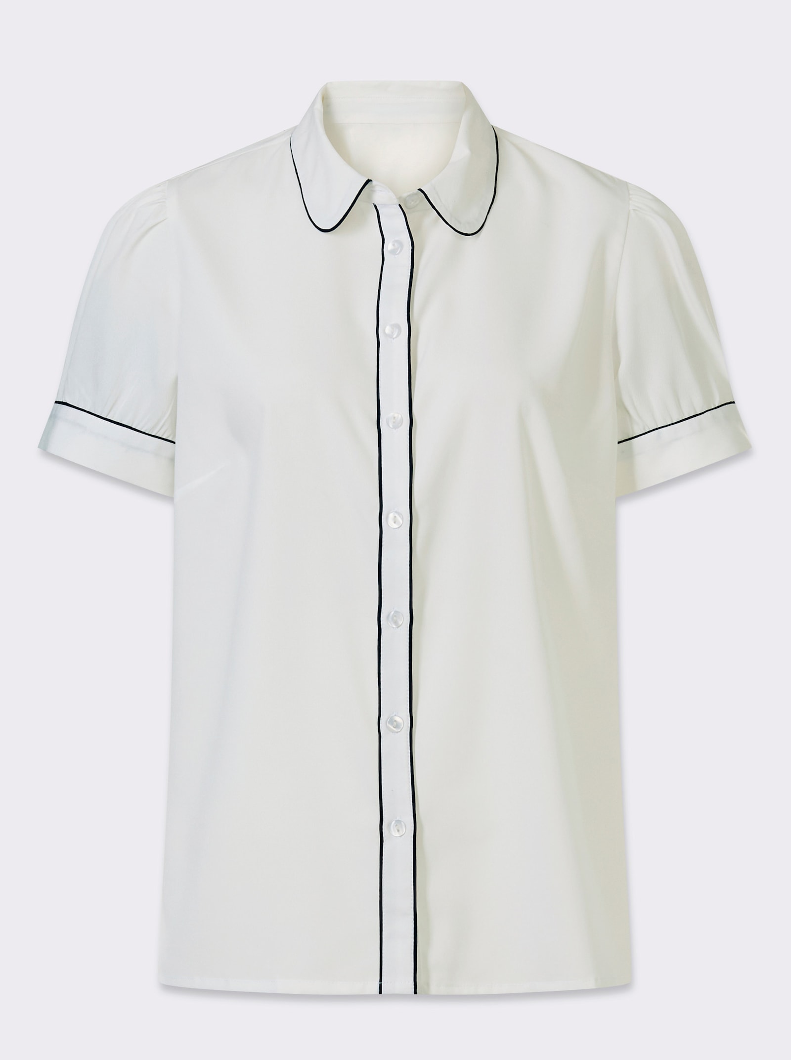 Kurzarmbluse mit Raffung - ecru