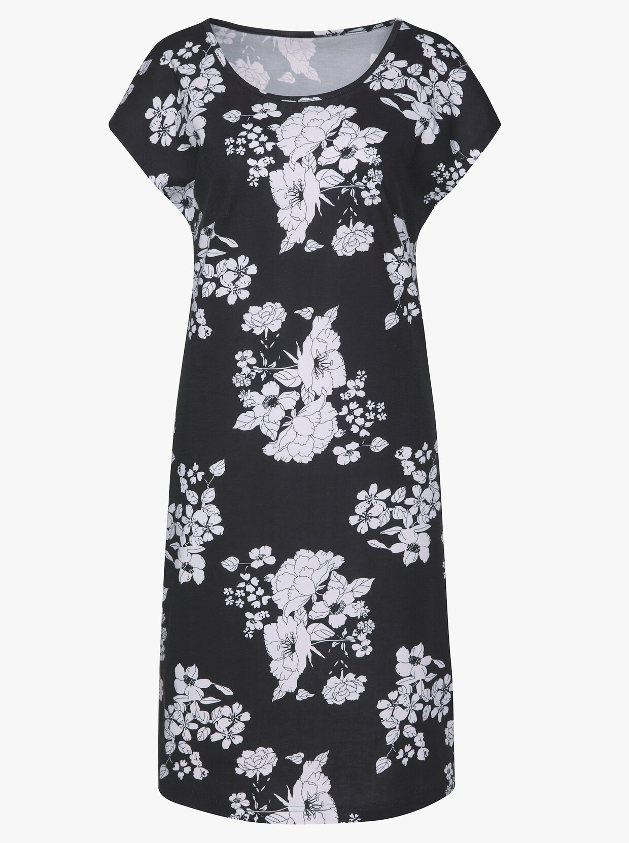 Jerseykleid - schwarz-geblümt