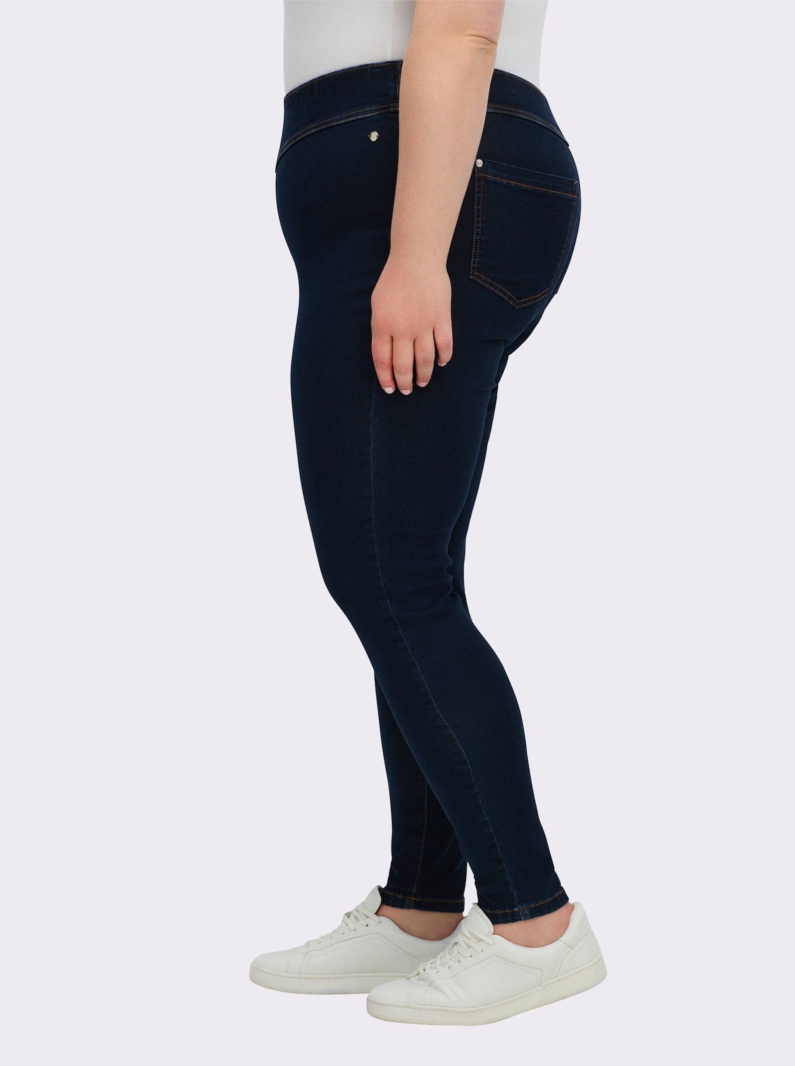 sheego Skinny Jeans mit breitem Dehnbund - dark blue