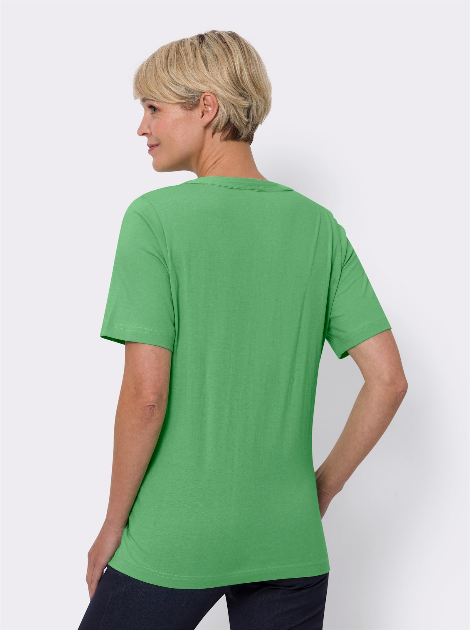 Shirt met korte mouwen en sierbiezen - appel