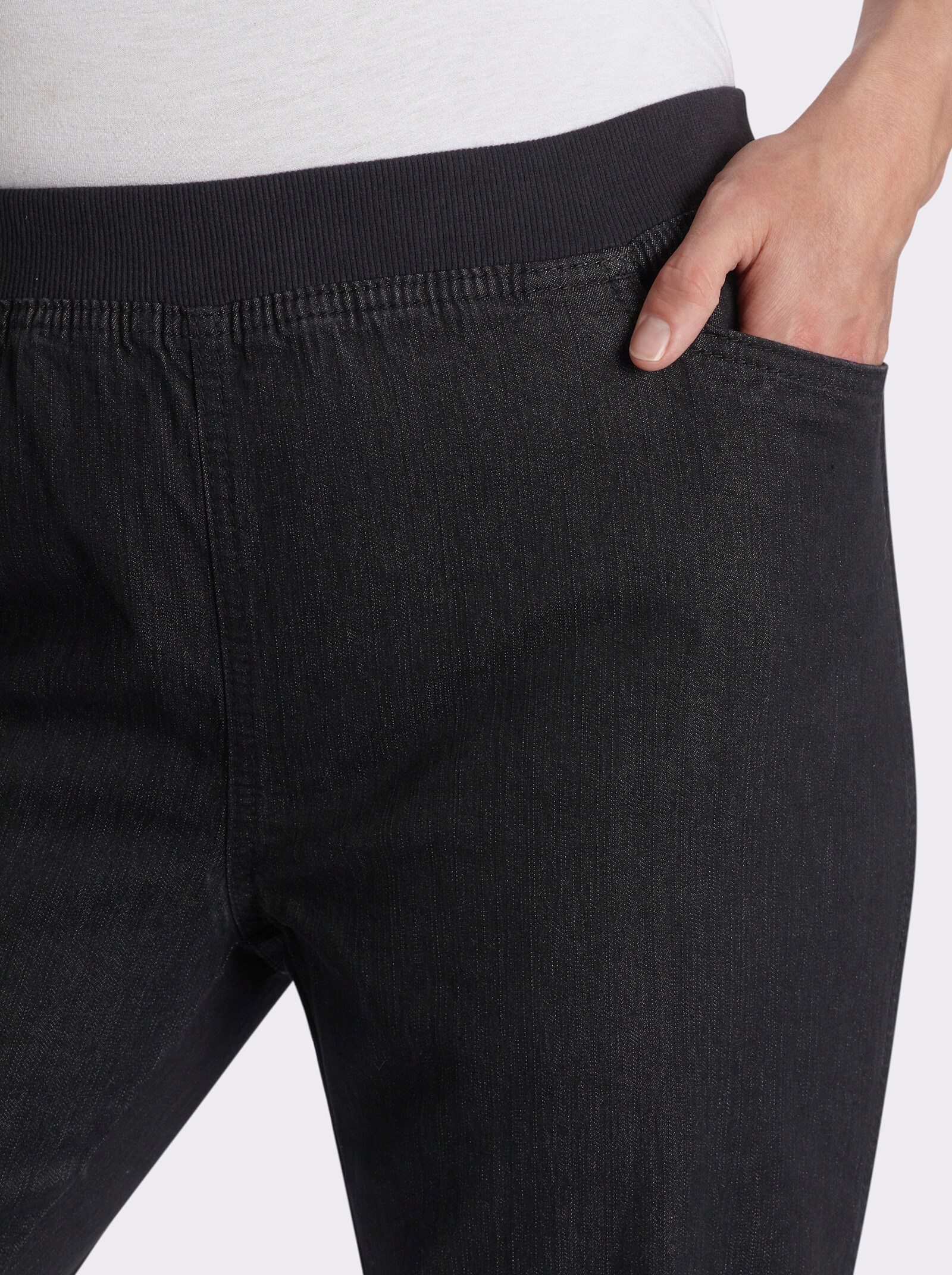 Stretch-Jeans mit Rundum-Dehnbund - black-denim