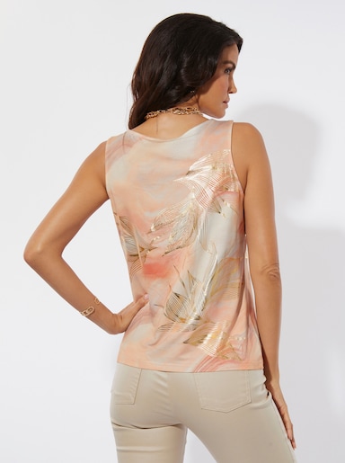 Shirttop - ecru-apricot-bedruckt