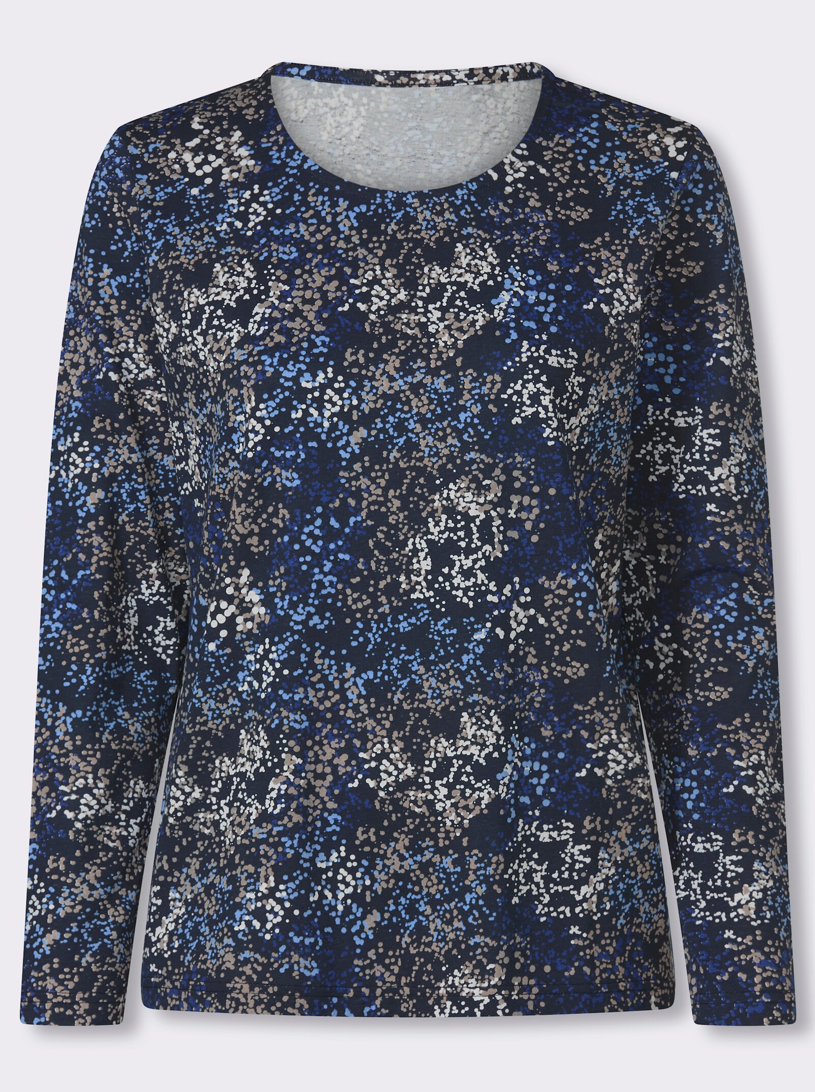 Langarmshirt mit Print - marine-beige-bedruckt