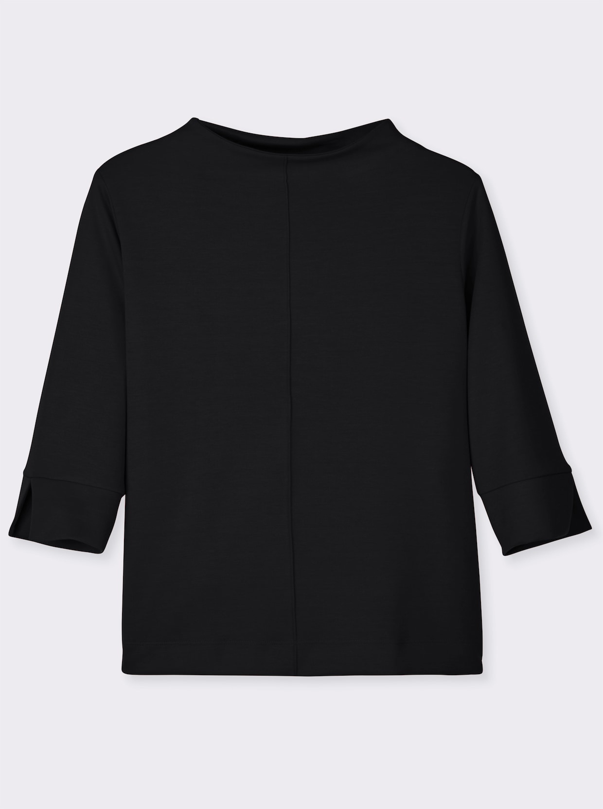 Stehkragenshirt mit 3/4-Ärmeln - schwarz
