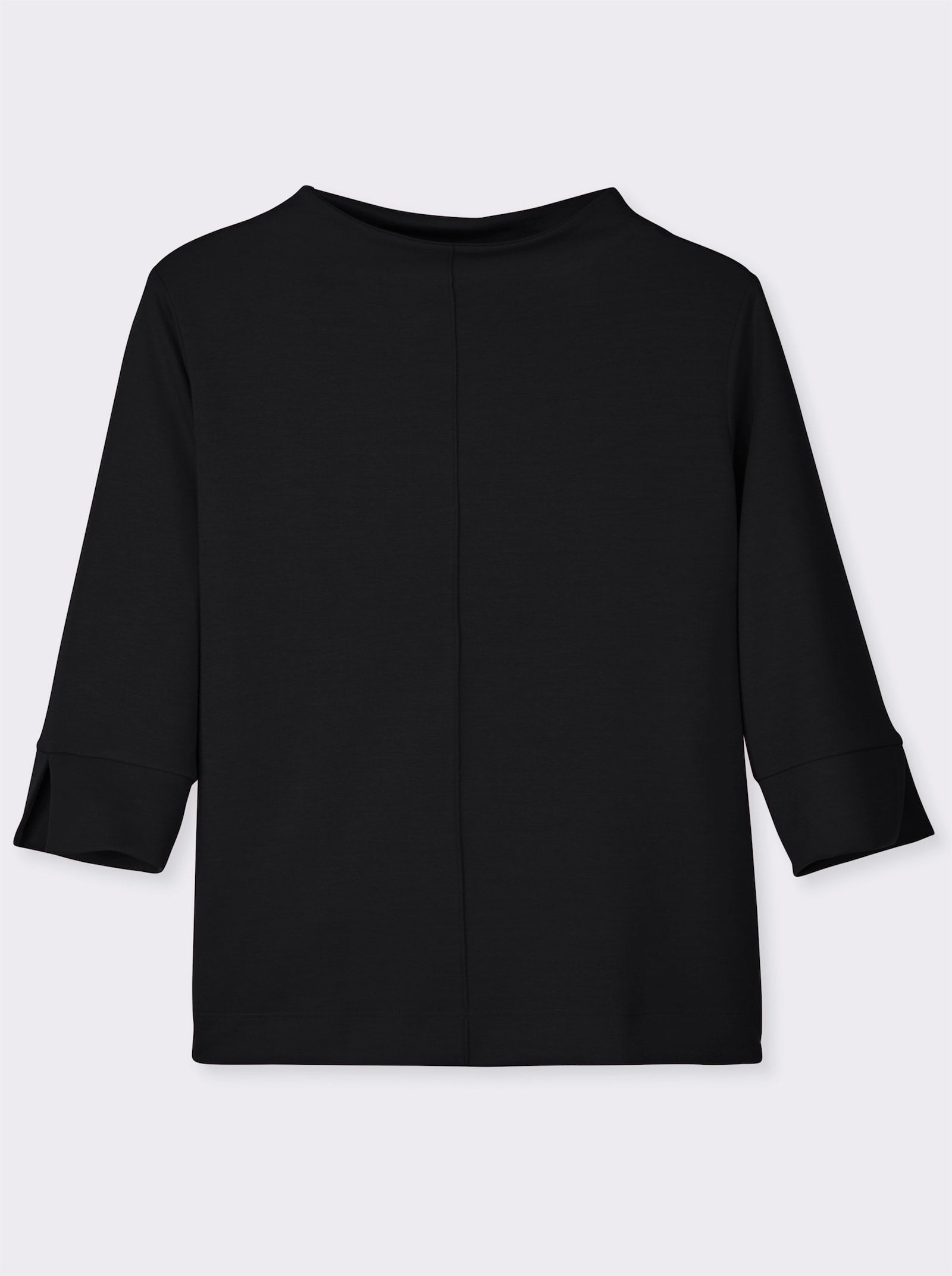 Stehkragenshirt mit 3/4-Ärmeln - schwarz