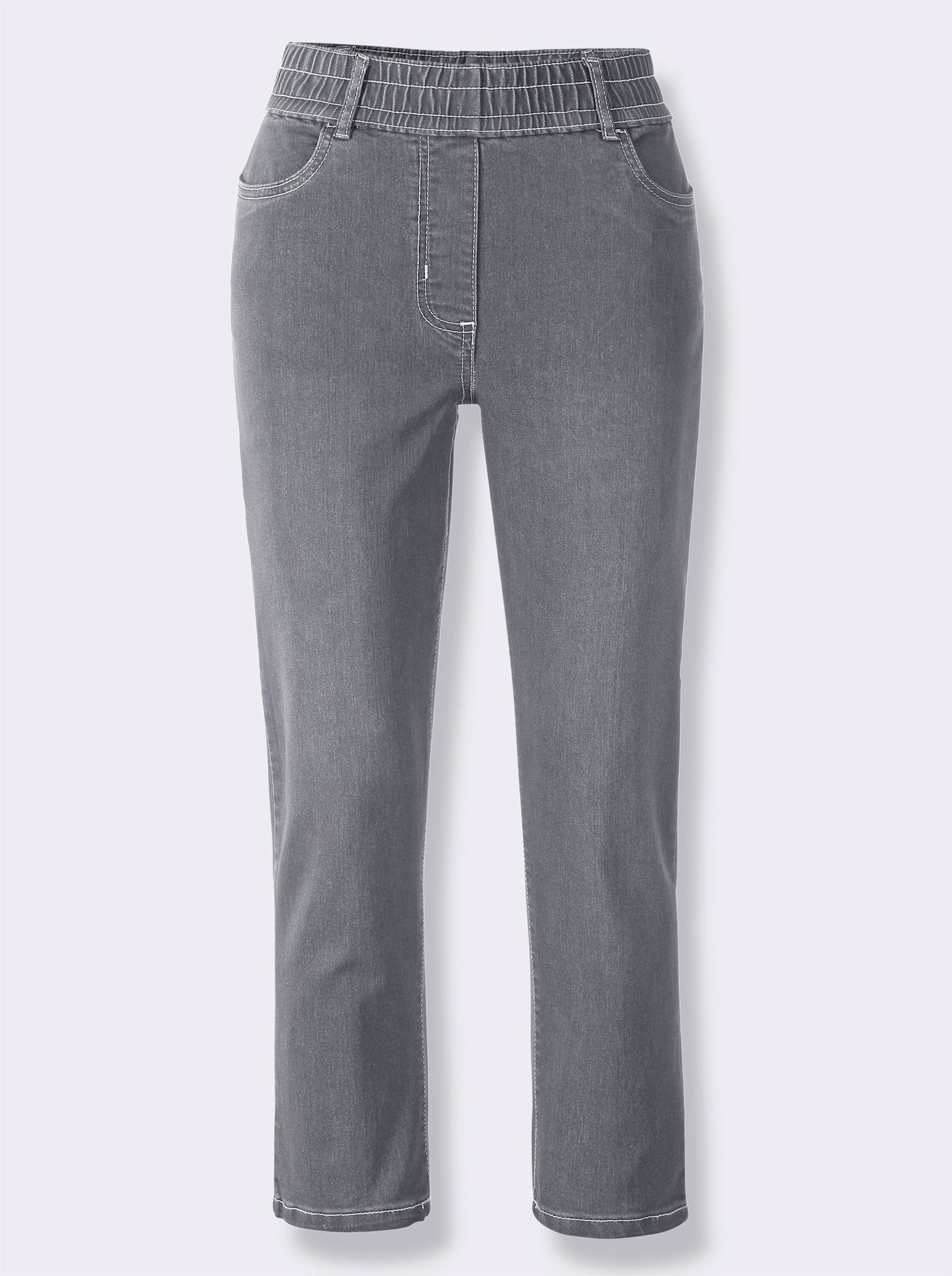 Ankeljeans med dragkedjekant - grey-denim