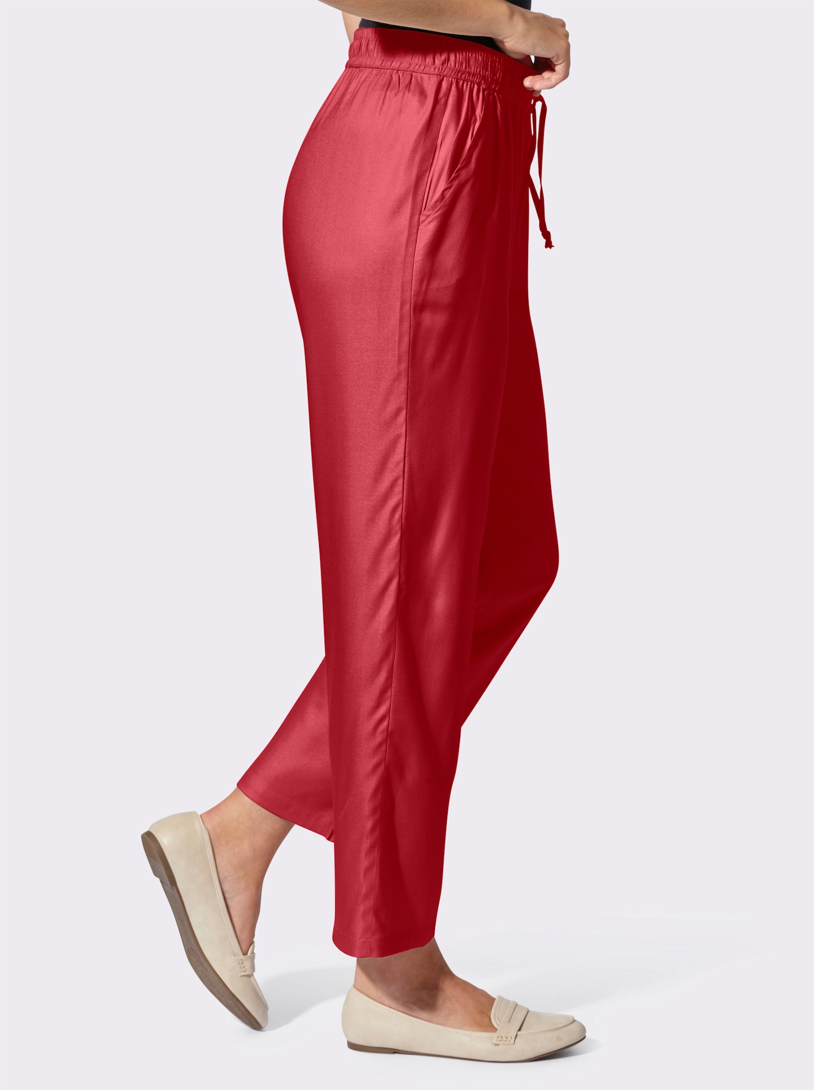 Schlupfhose in strukturierter Qualität - erdbeere