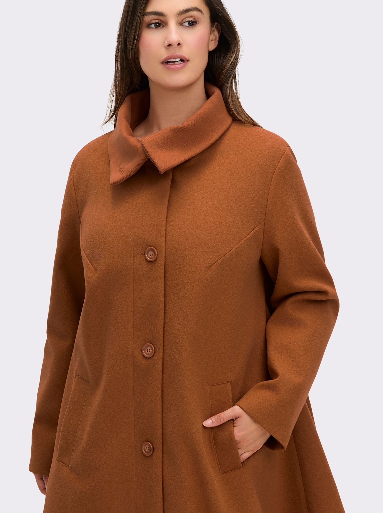 Kurzmantel in A-Linie - cognac