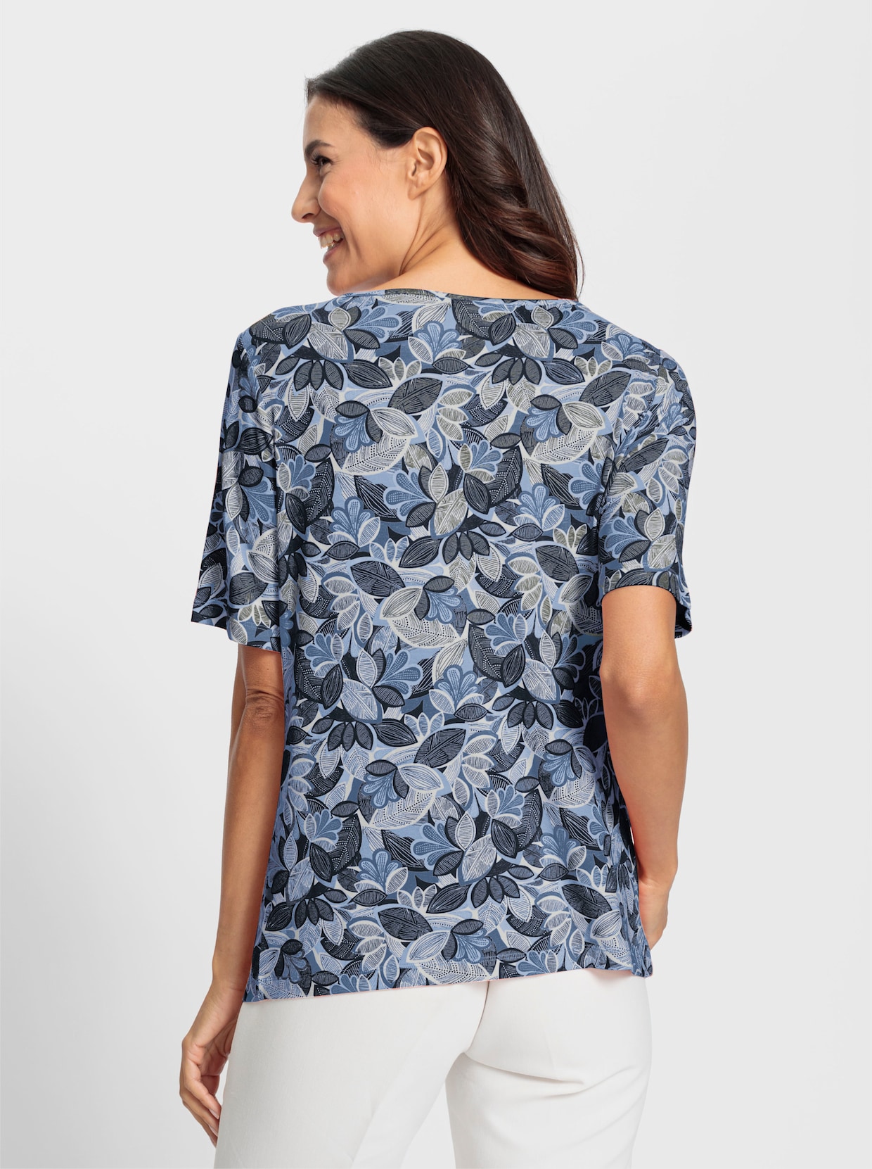 Print-Shirt - hellblau-marine-bedruckt