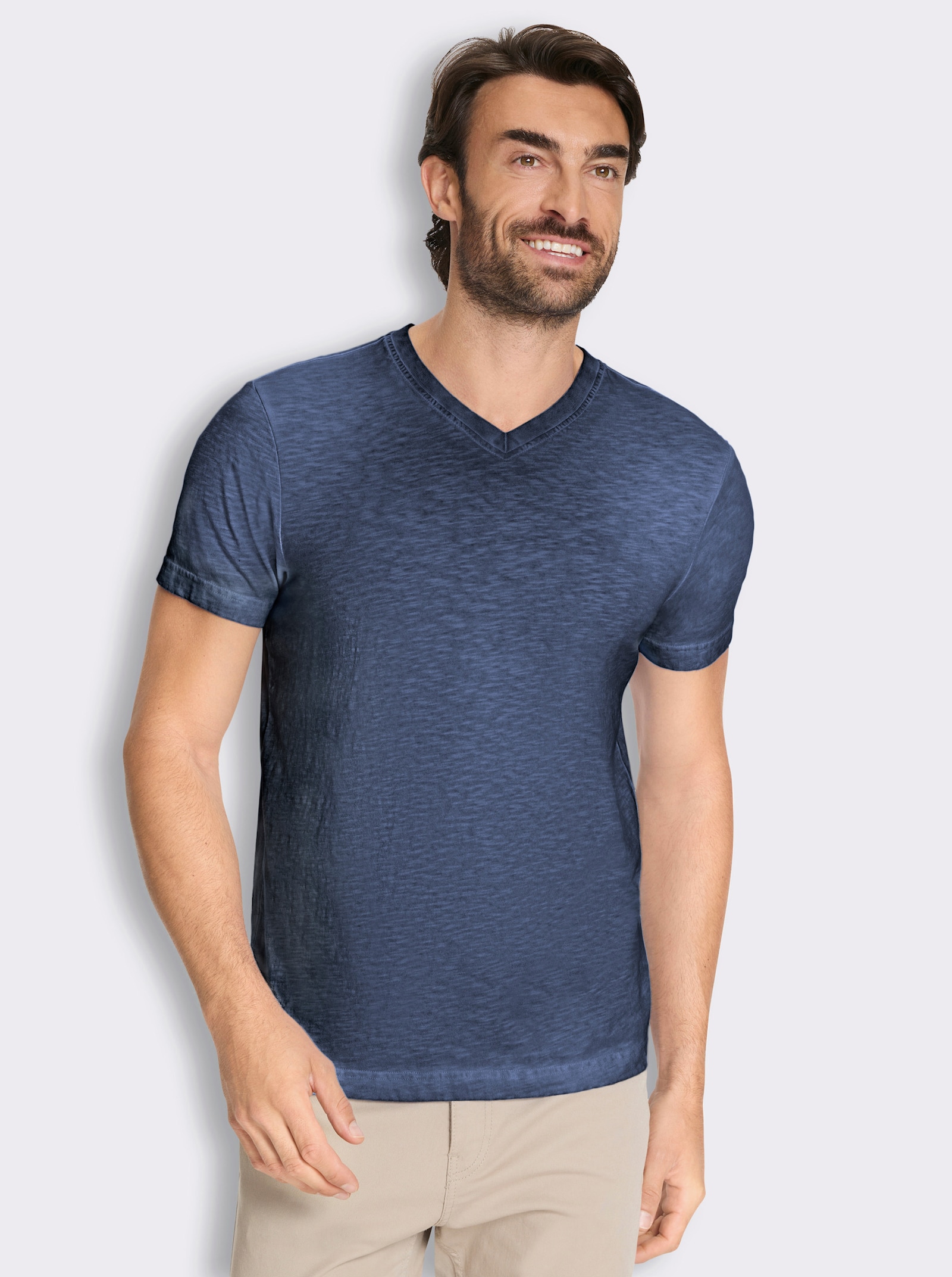 Kurzarmshirt aus reiner Baumwolle - marine