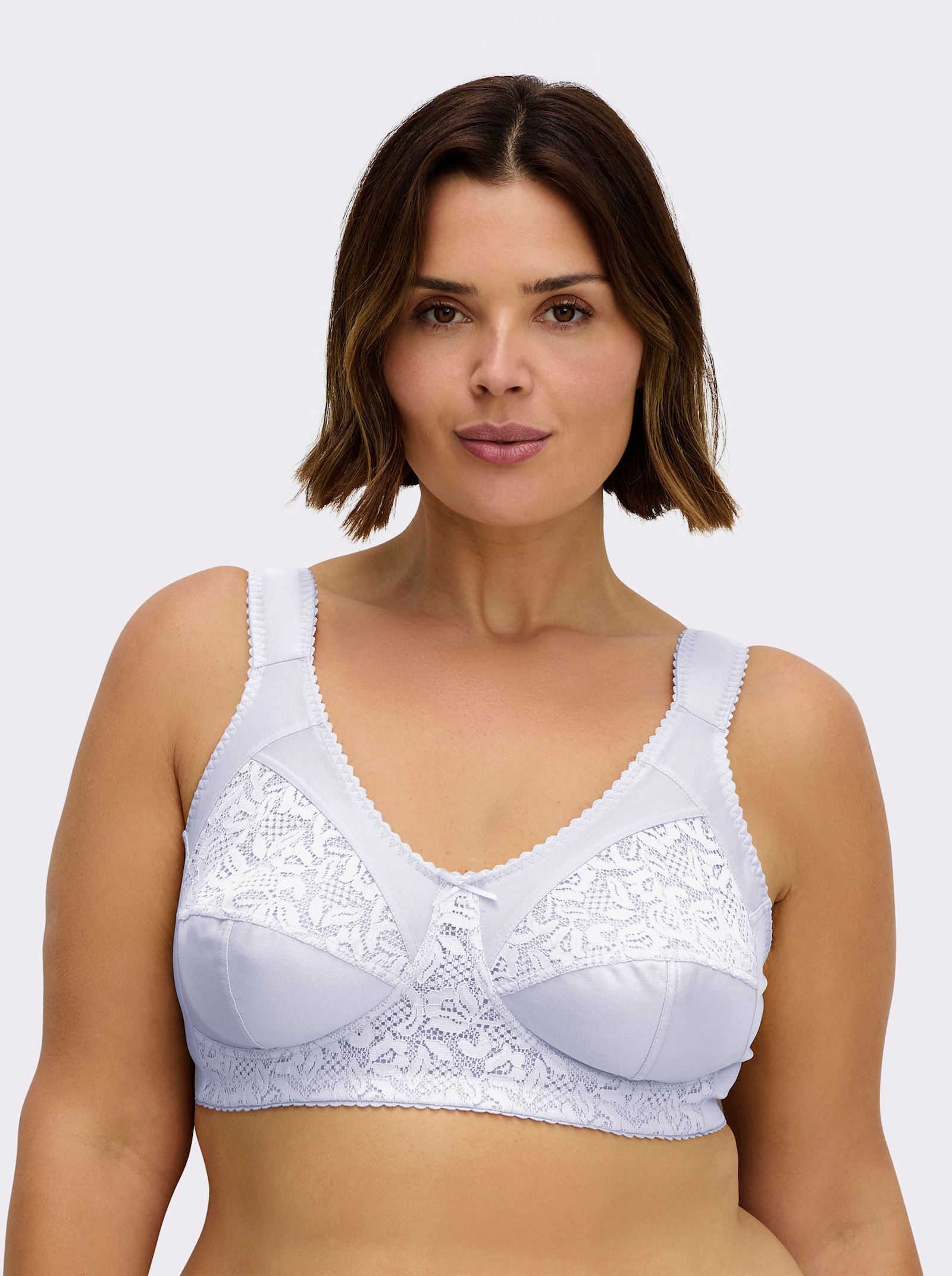 wäschepur Entlastungs-BH ohne Bügel mit Stretch-Spitze - weiß