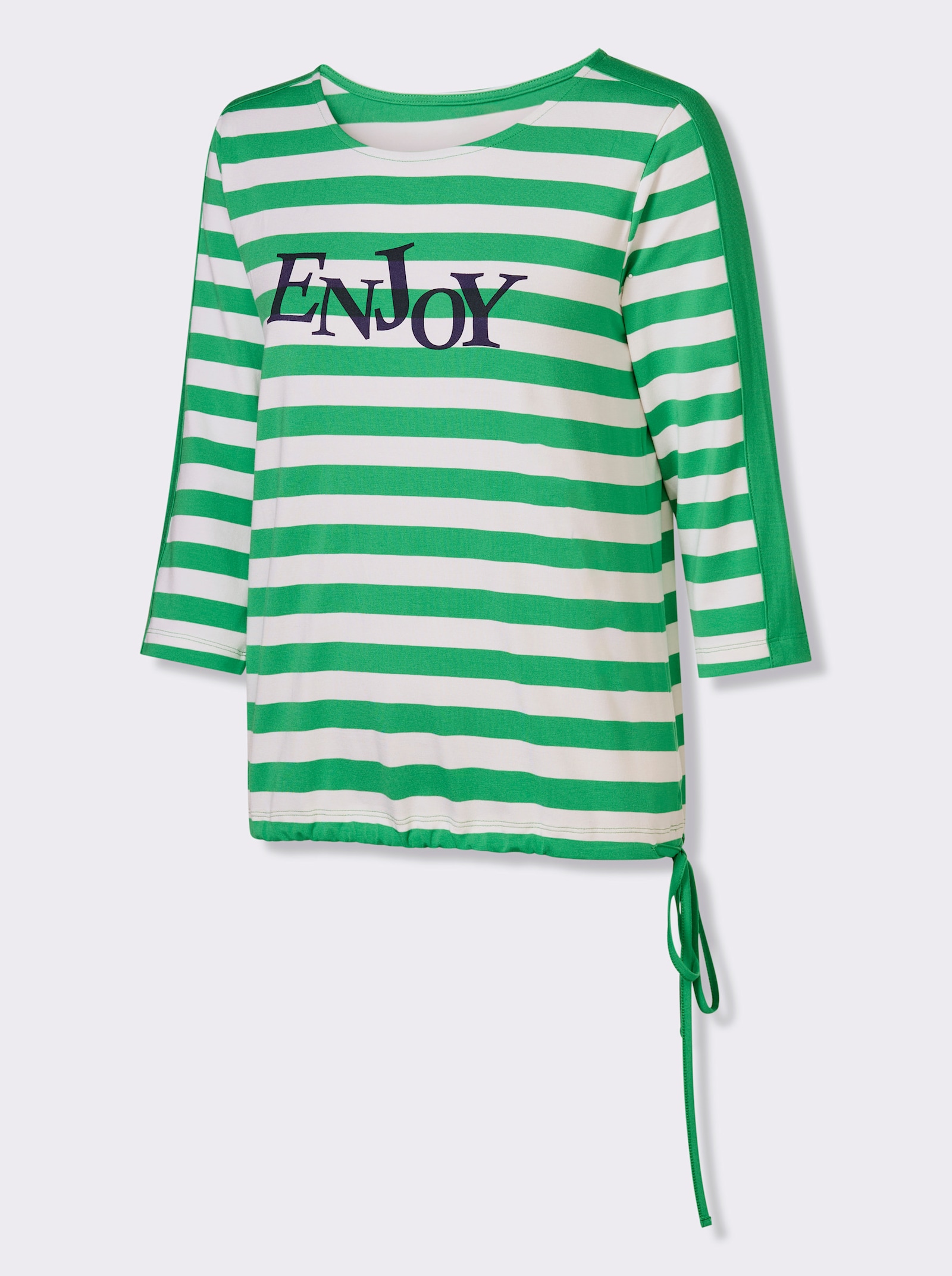 heine Ringelshirt mit Schriftzug - grasgrün-weiß-geringelt