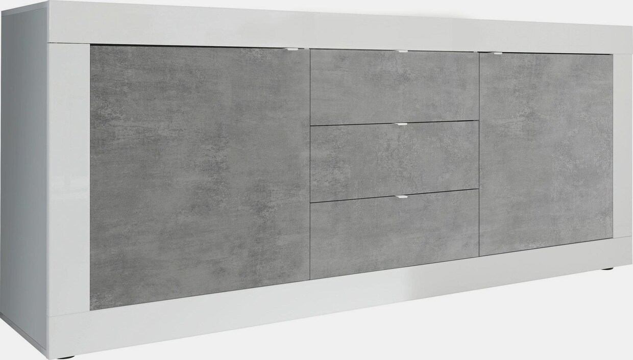LC Sideboard - weiß hochglanz lack/beton-optik