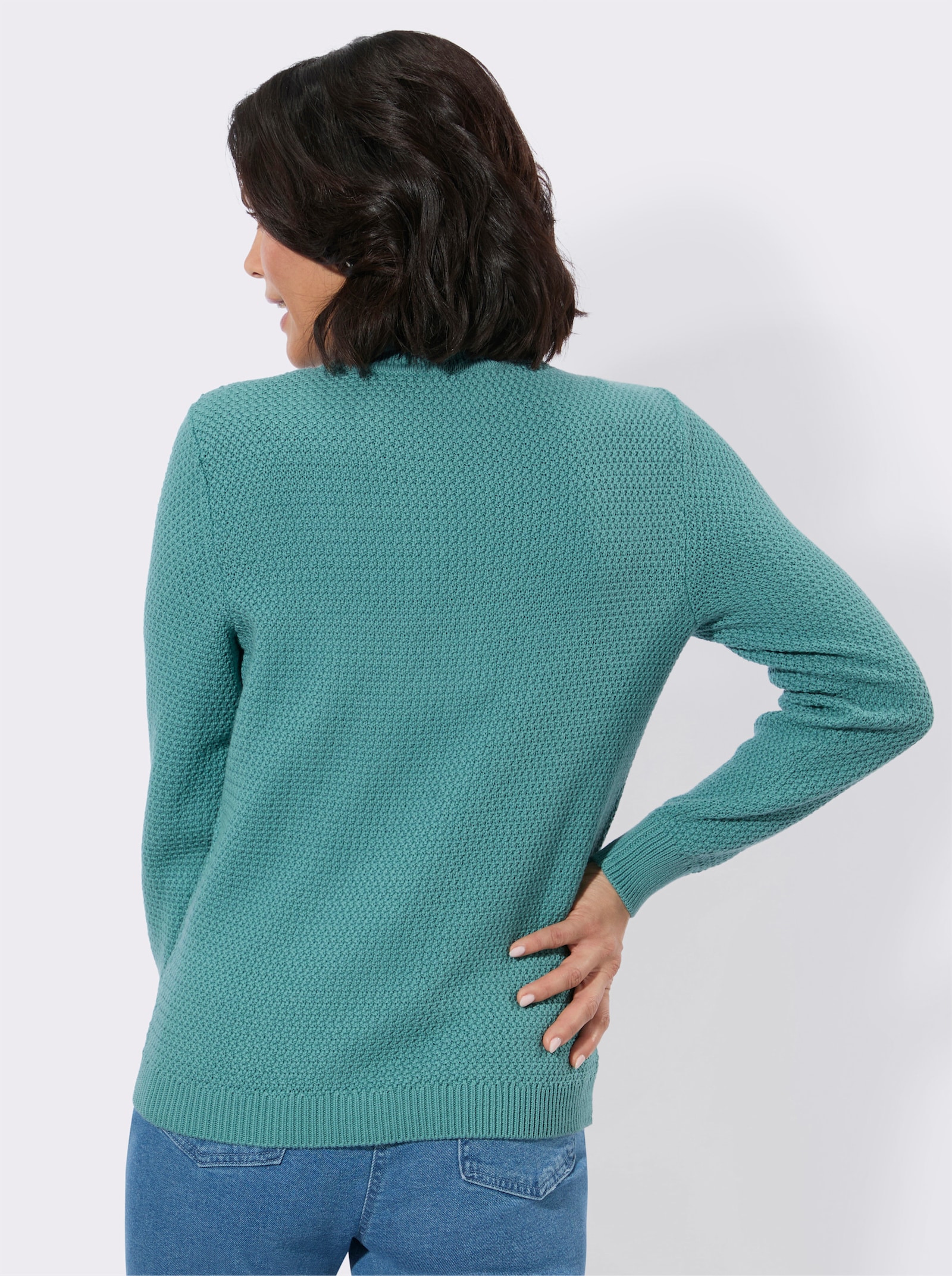 Rollkragenpullover mit Strickmuster vorne - ozean
