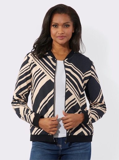 Sweatjacke mit grafischem Druck - schwarz-sand-bedruckt