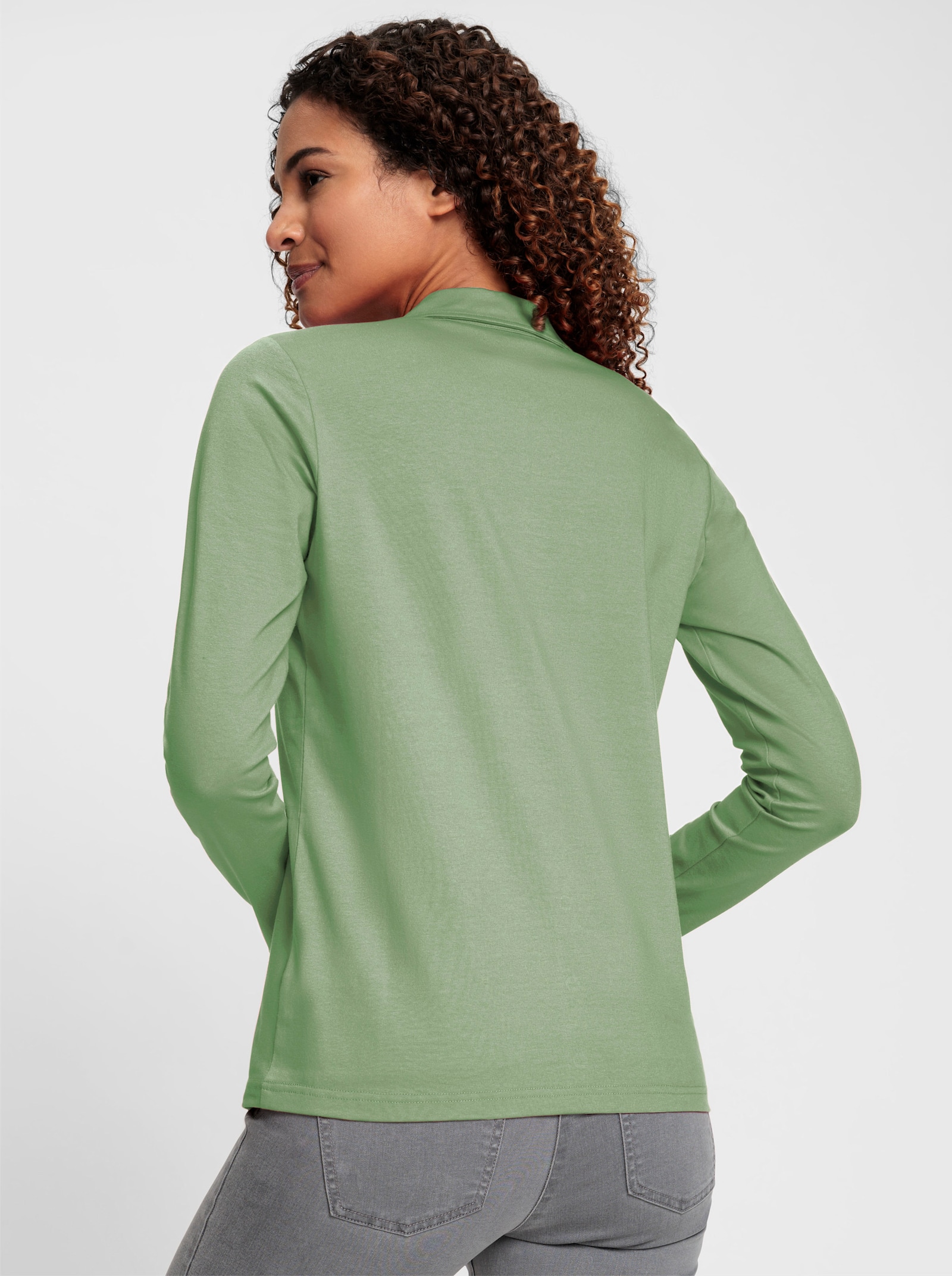 Poloshirt van katoen - eucalyptus