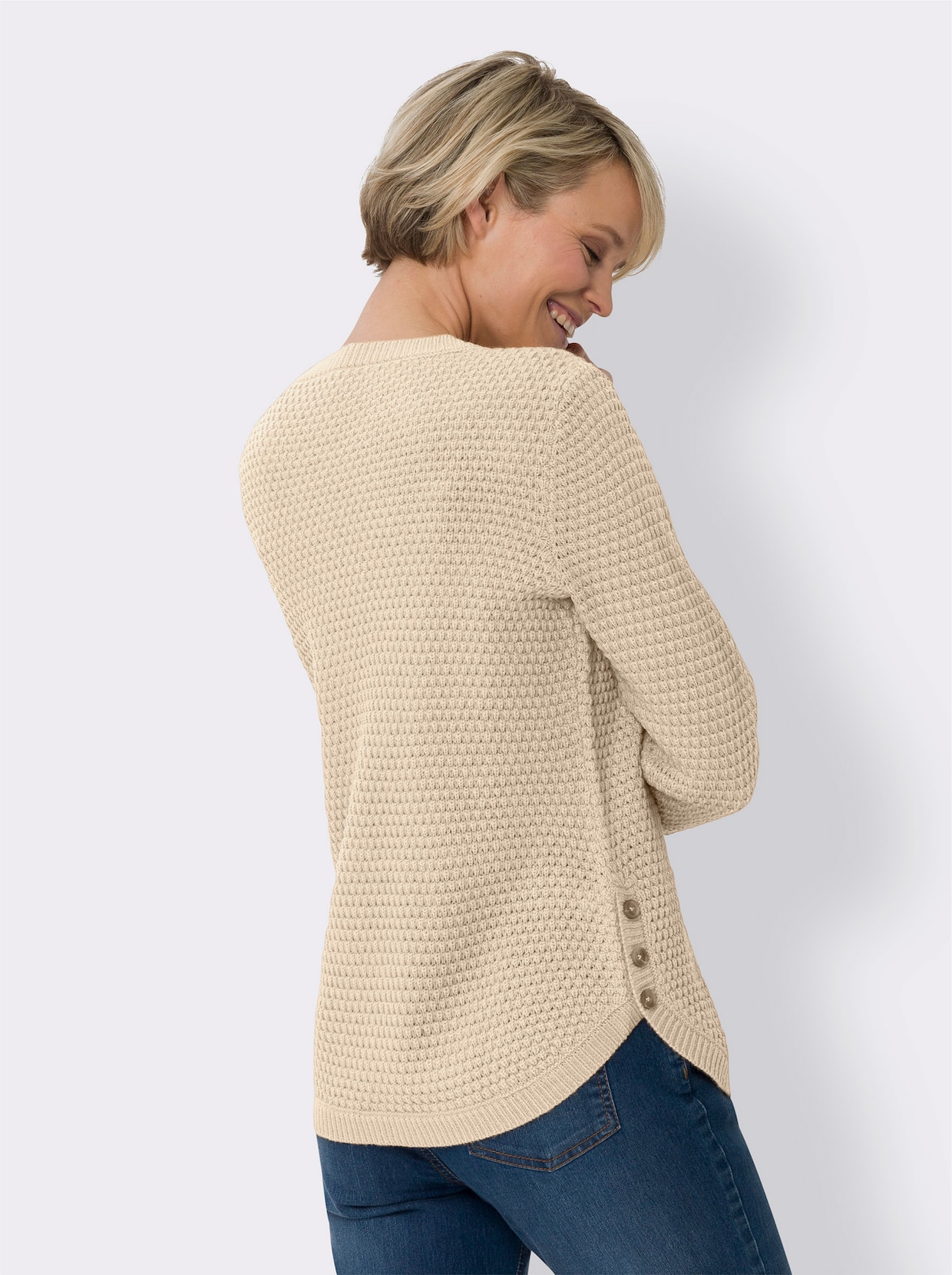 Langarm-Pullover - elfenbein