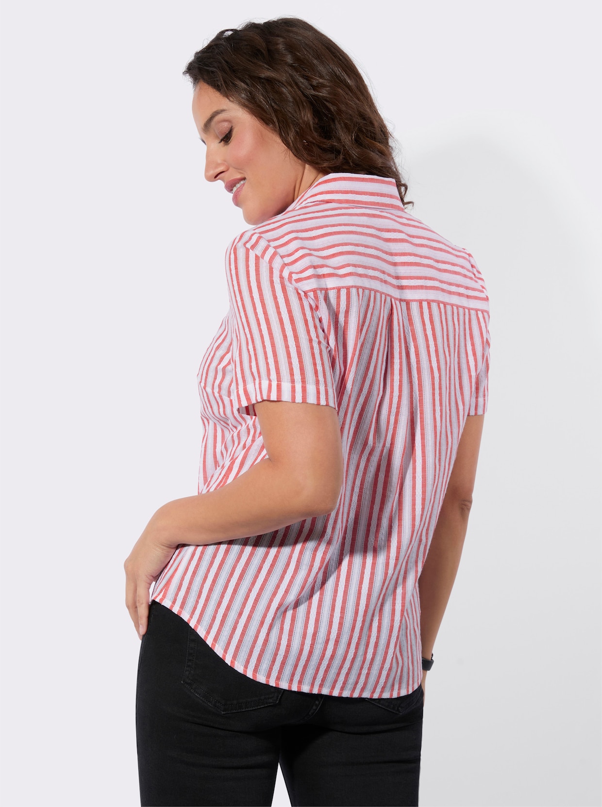 Gestreifte Bluse - erdbeere-weiß-gestreift