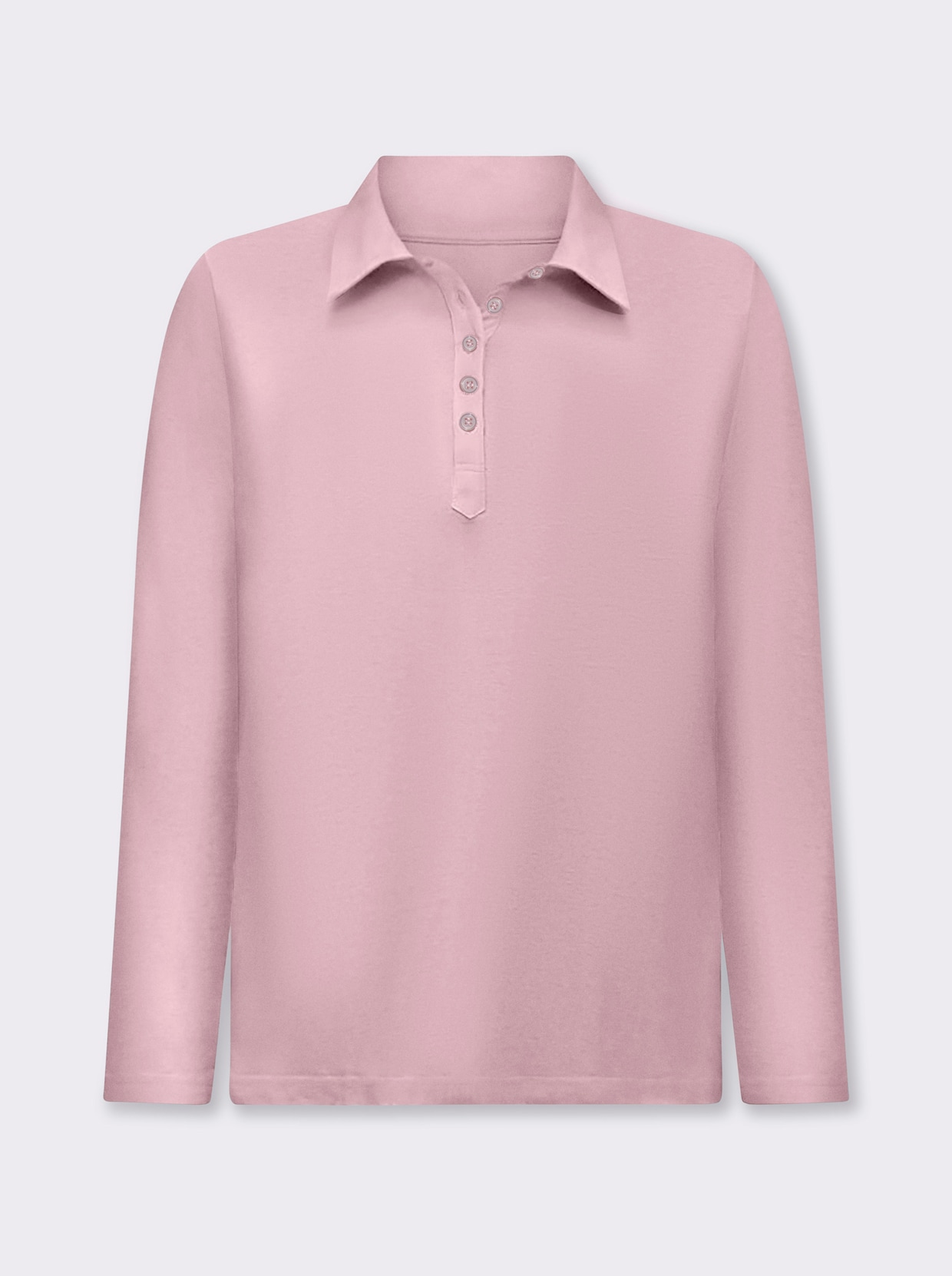 Langarm-Poloshirt in reiner Baumwoll-Qualität - rosé