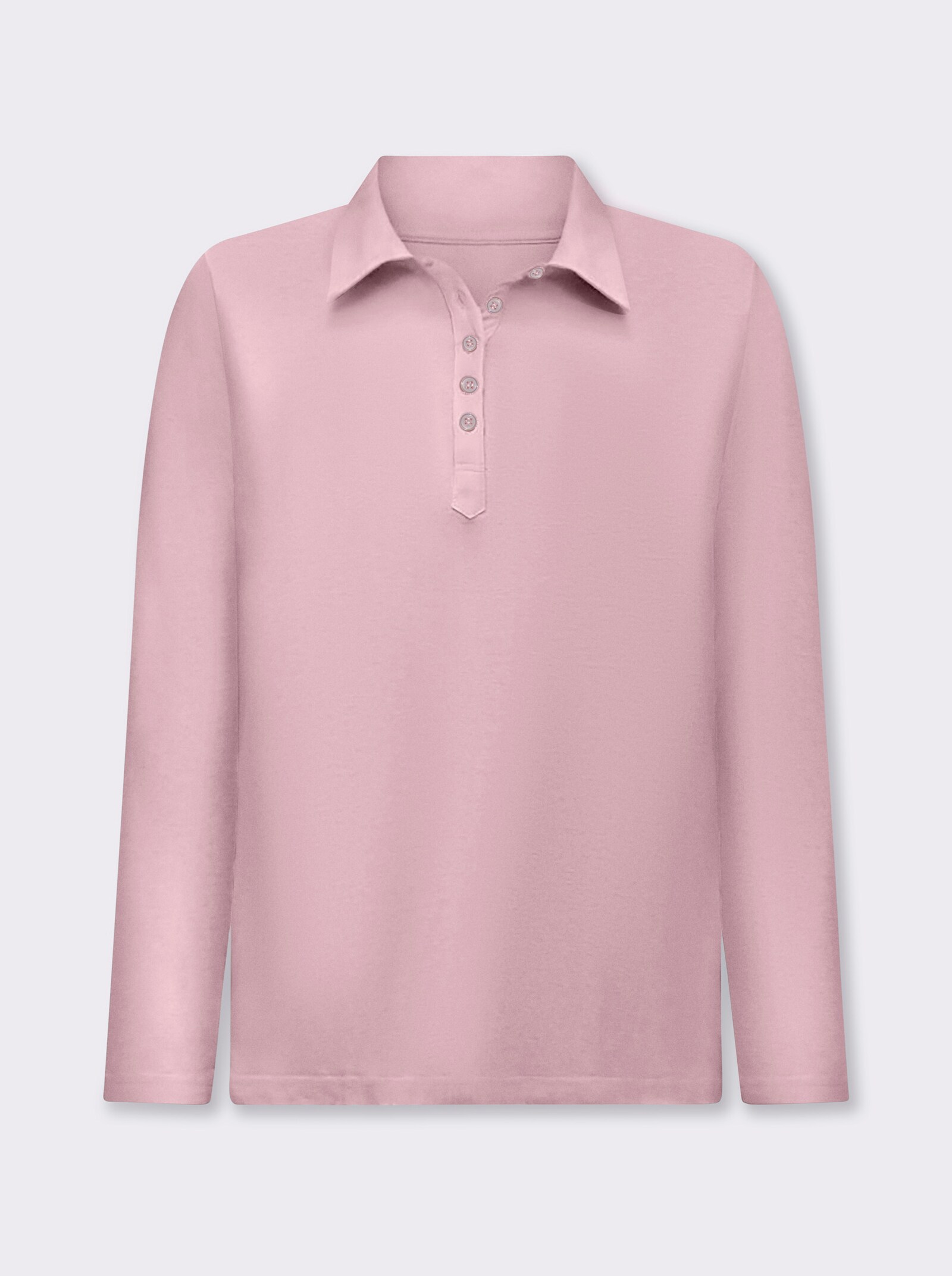 Langarm-Poloshirt in reiner Baumwoll-Qualität - rosé