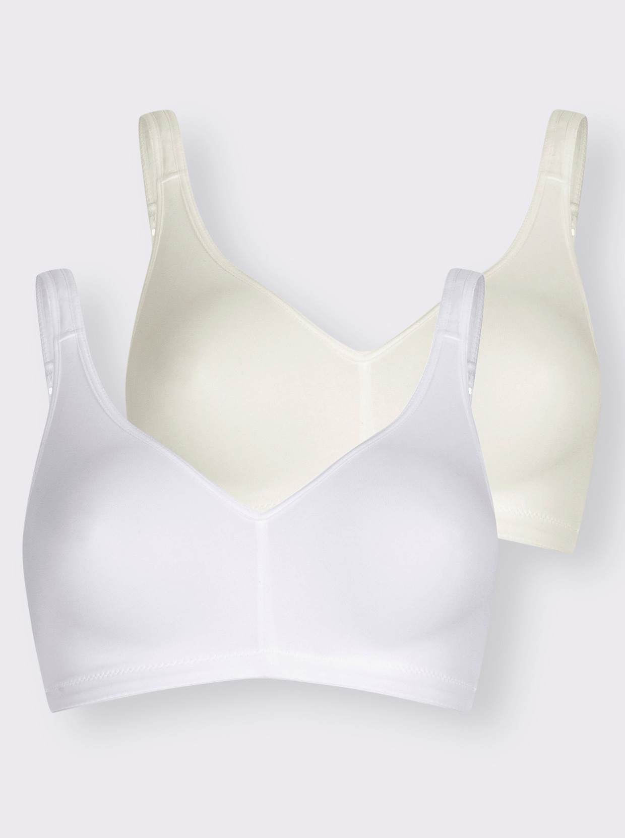 Naturana Komfort-BH ohne Bügel aus dehnbarem Material - weiß + champagner