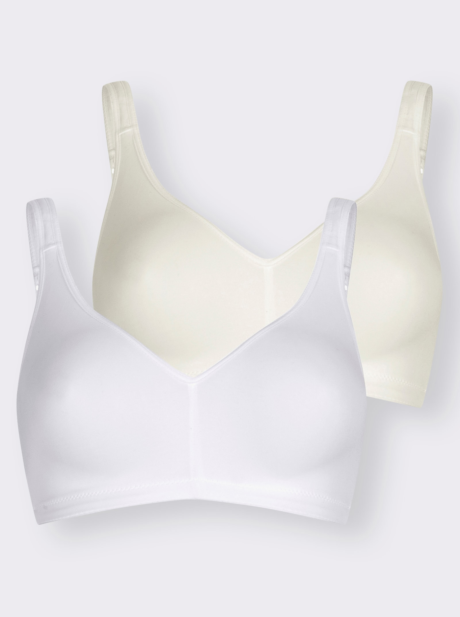 Naturana Komfort-BH ohne Bügel aus dehnbarem Material - weiß + champagner