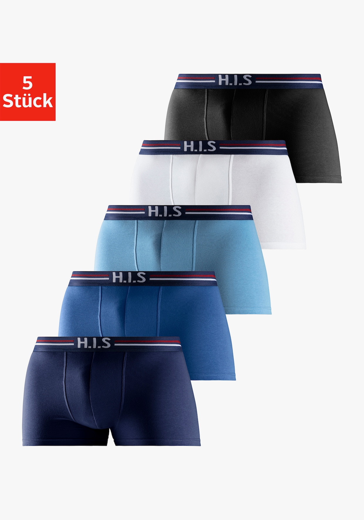 H.I.S Boxer - navy, blau, hellblau, schwarz, weiß