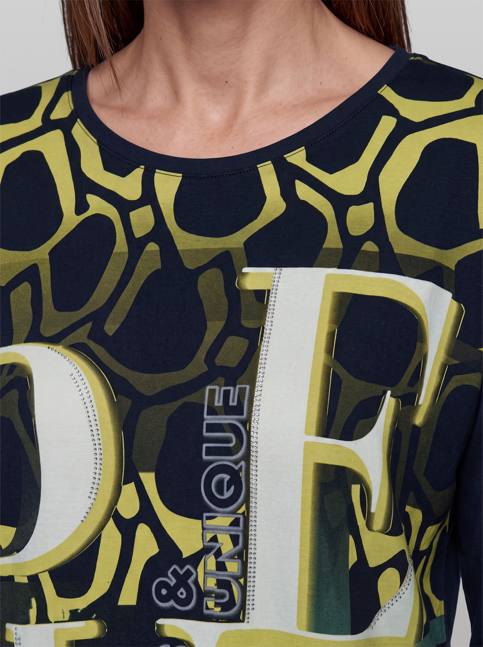 heine 3/4-Arm-Shirt mit Druck-Dessin - marine-blaugrün-bedruckt