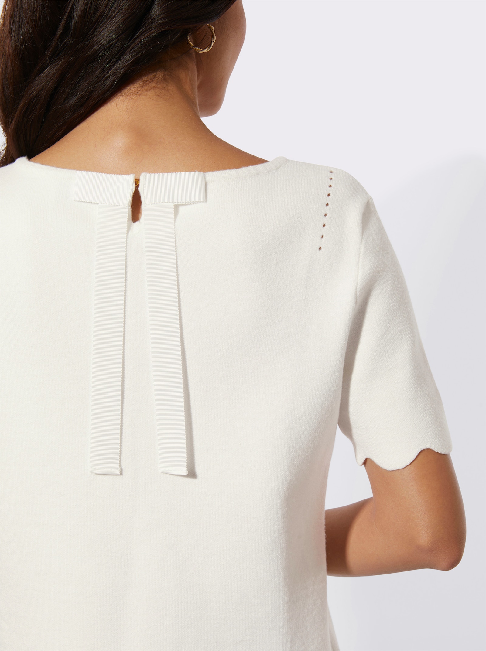 Pull avec détails ajourés - écru