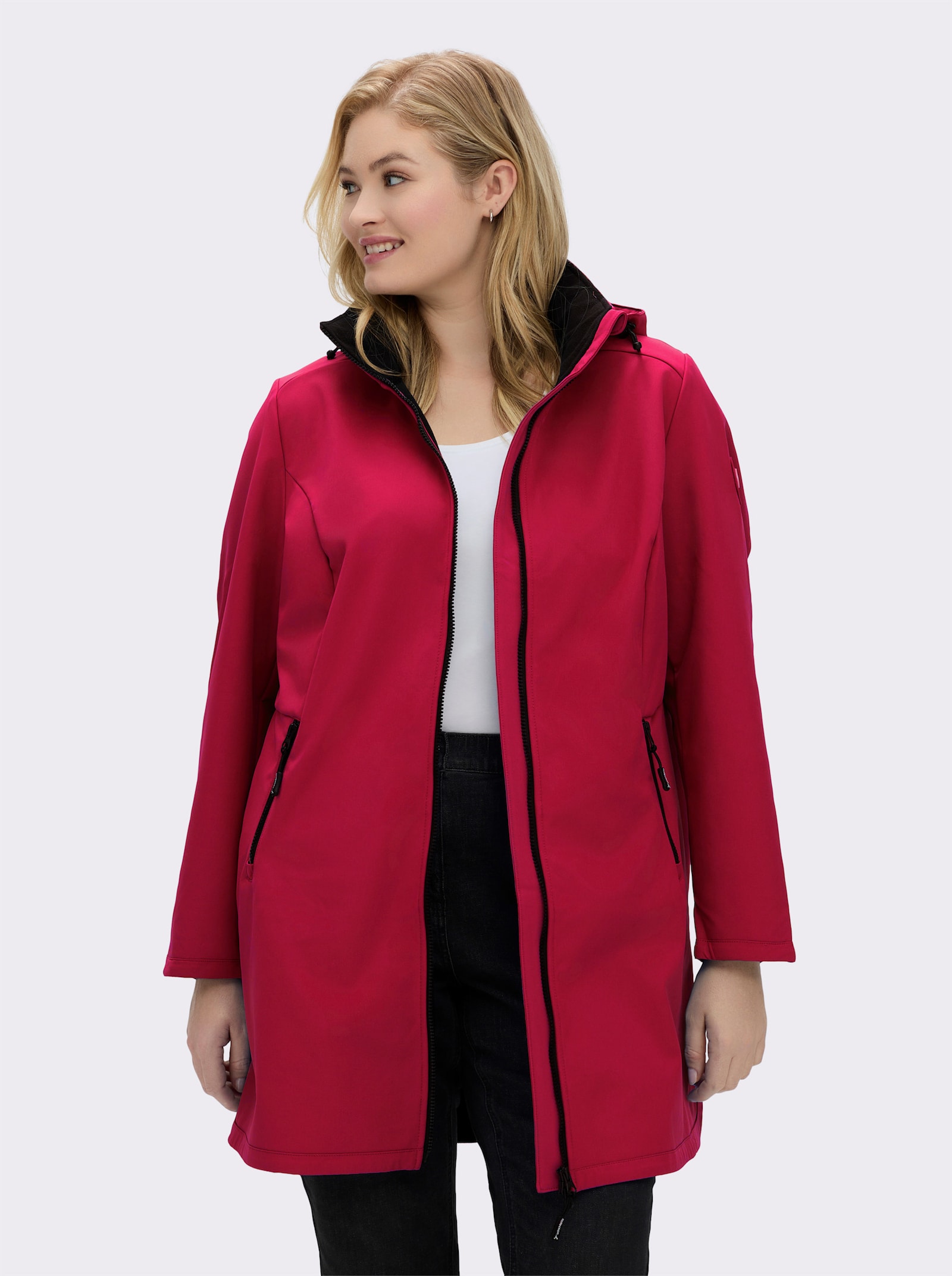 Softshelljacke mit Gummizug im Rücken - rot