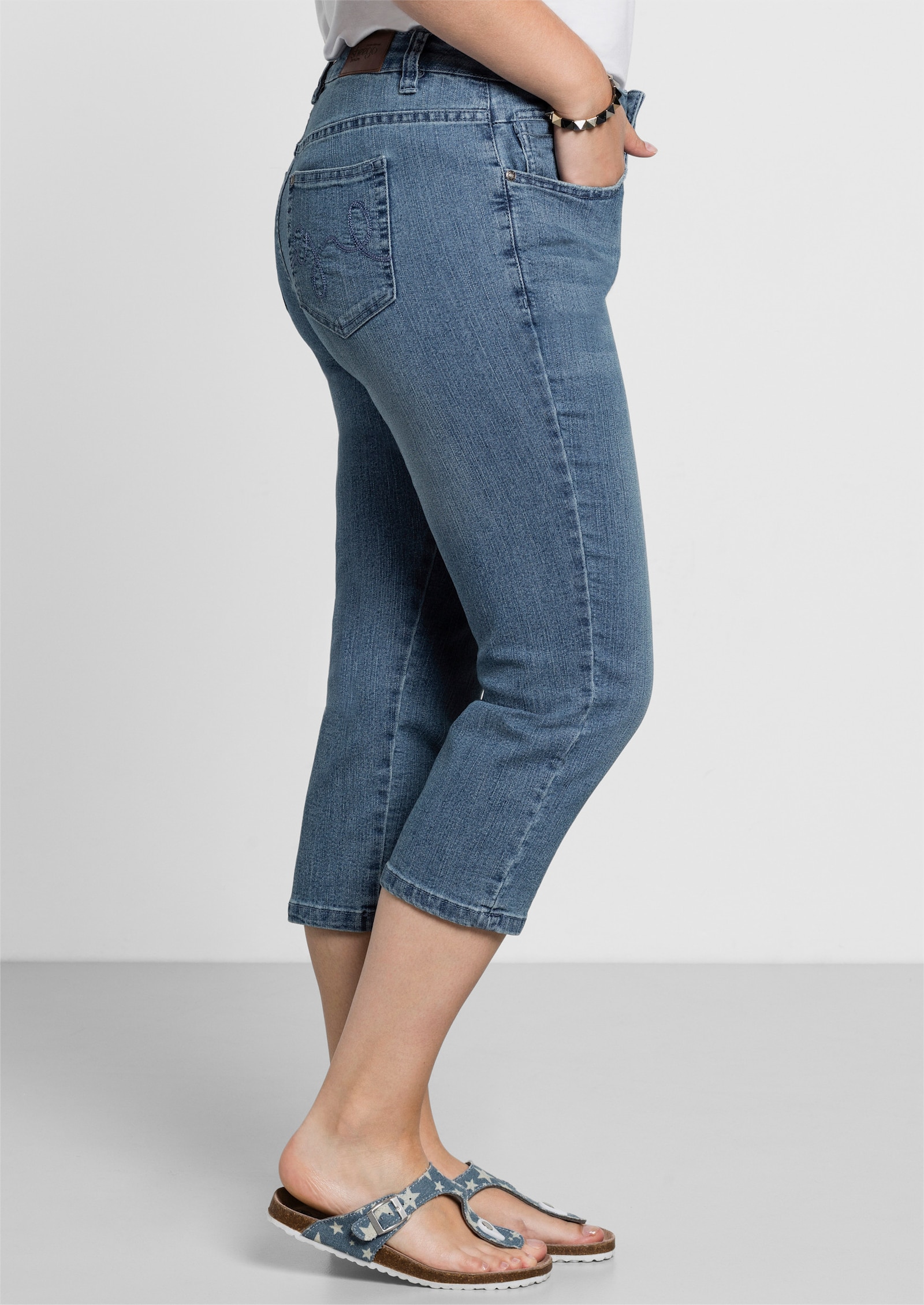 sheego Oprolbare capri-jeans - light blue-denim