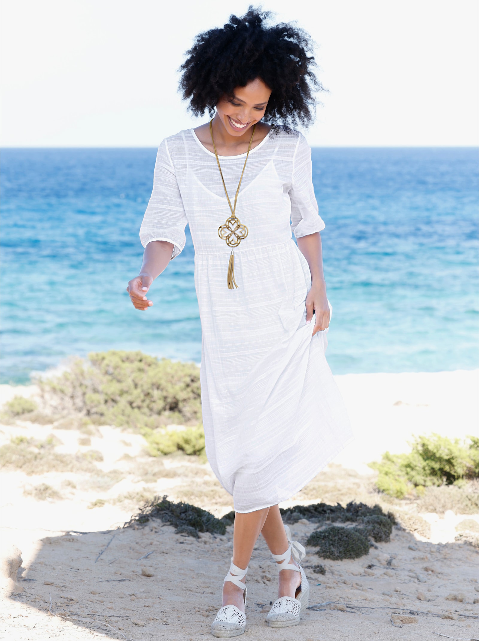 heine Freizeitkleid mit Unterkleid - ecru