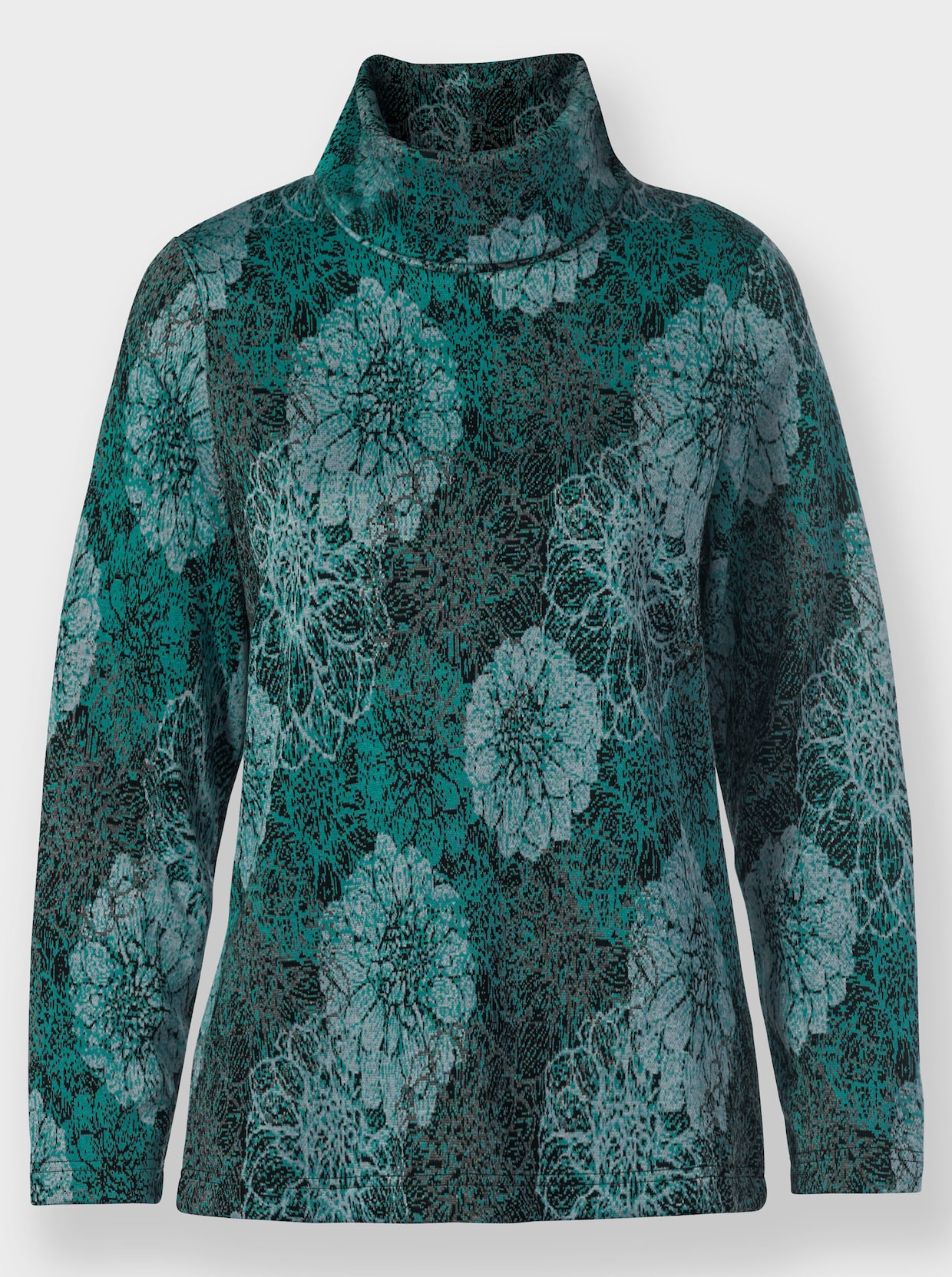 Pullover van jacquard - salie/grijs gedessineerd