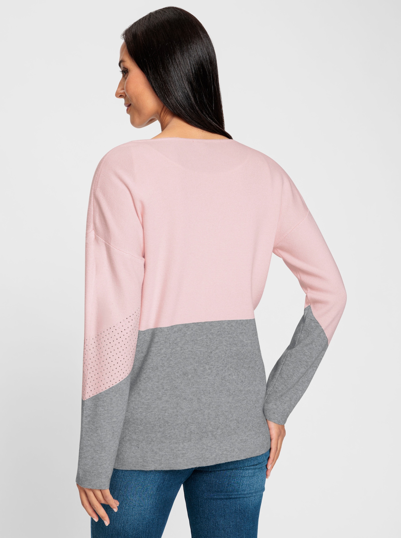 heine Veste en tricot fin avec applications brillantes - rose clair-gris pierre chiné