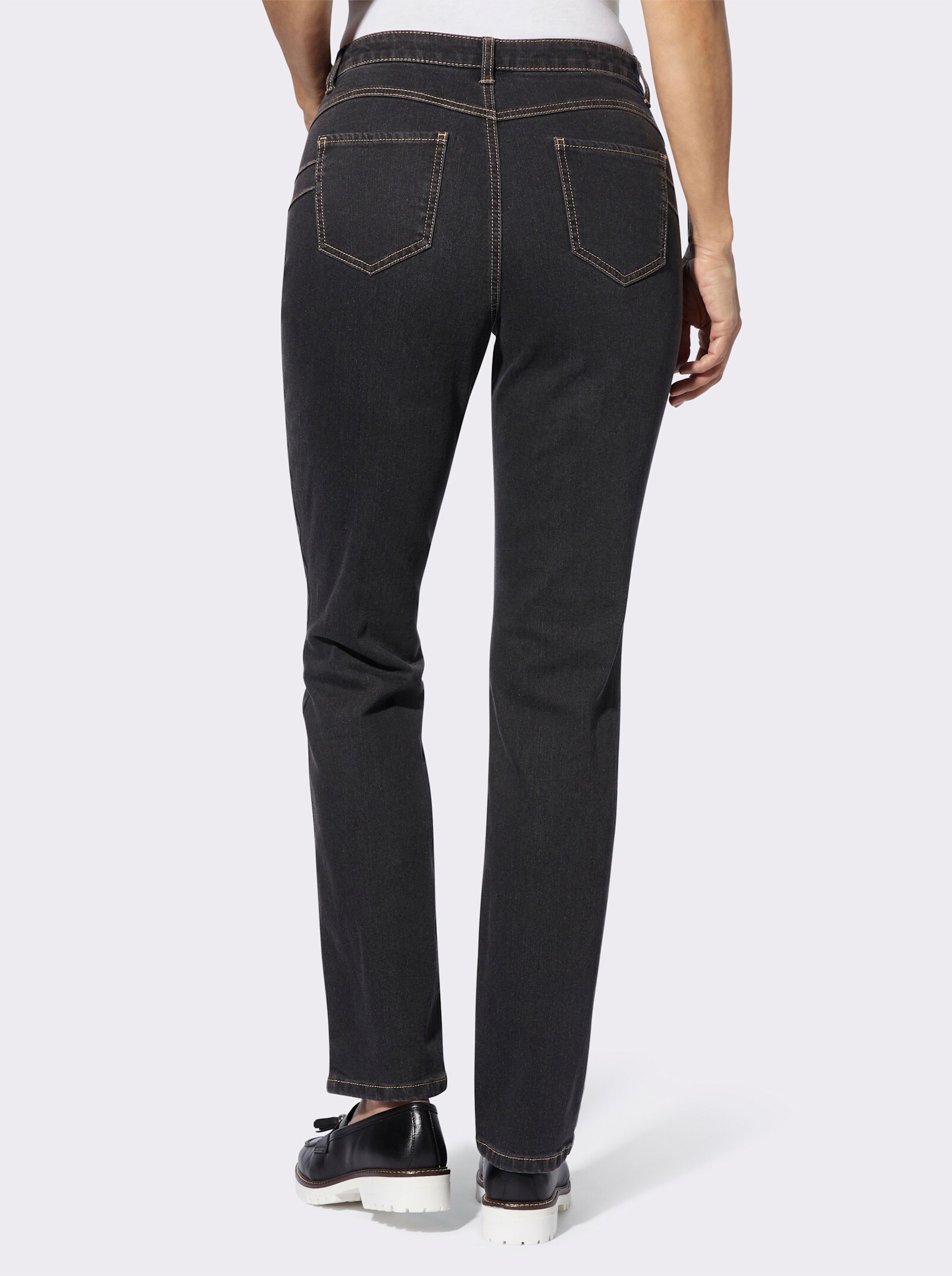 Push-up-Jeans mit angerauter Innenseite - black denim