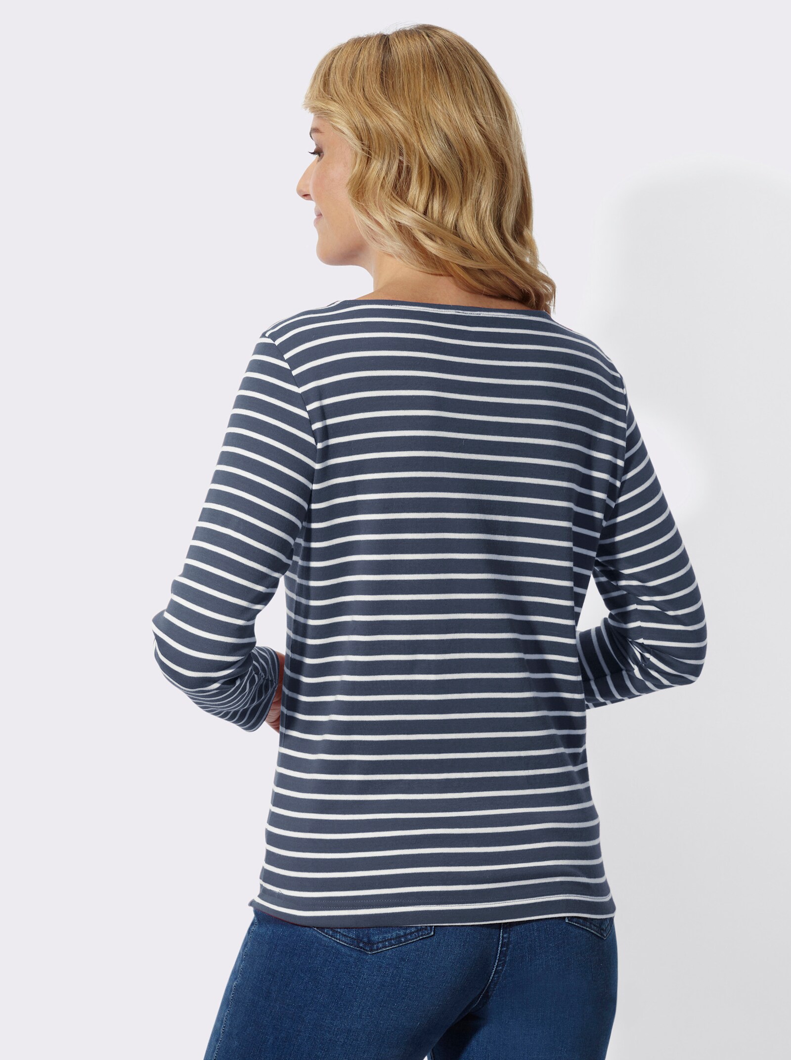  Sweatshirt im Ringel-Dessin - rauchblau-ecru-geringelt