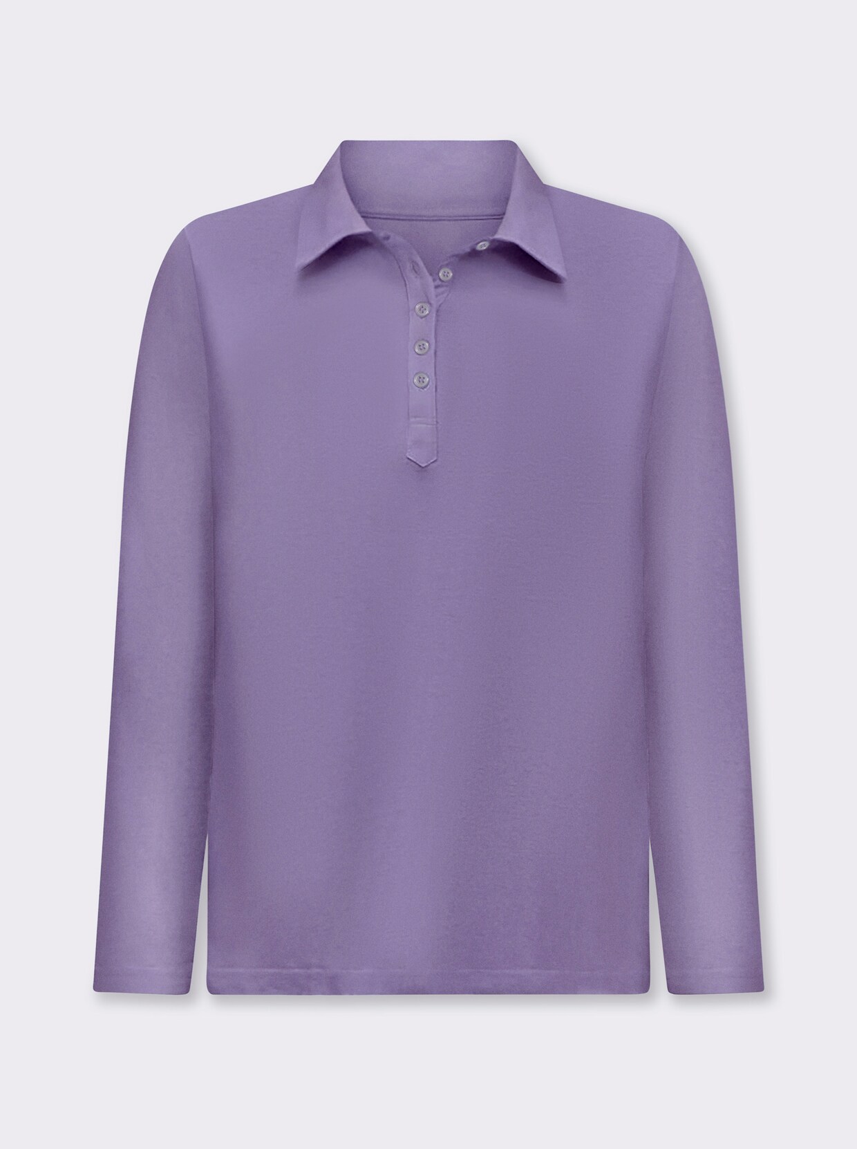 Langarm-Poloshirt in reiner Baumwoll-Qualität - lavendel