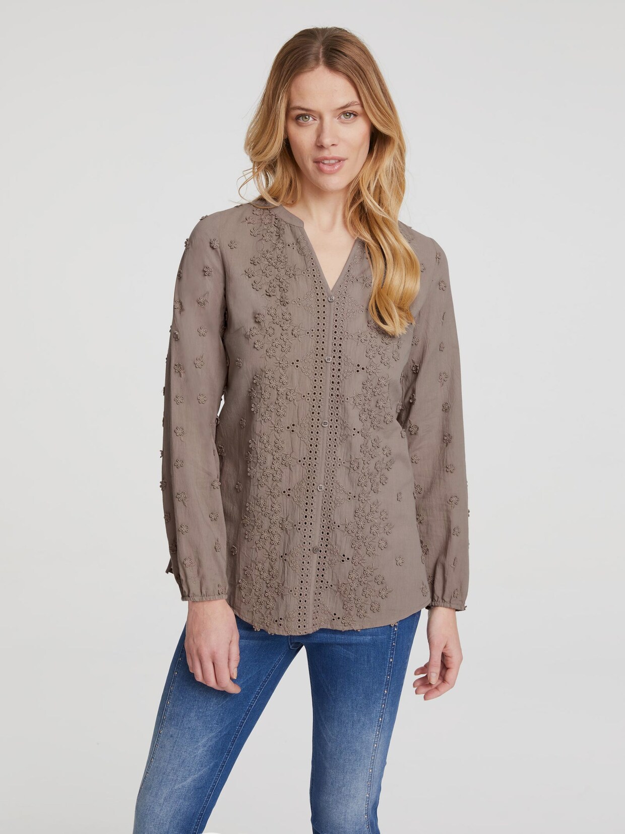 Linea Tesini Bluse - helltaupe