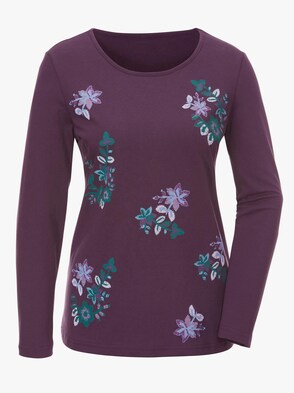 Shirt - aubergine-bedruckt