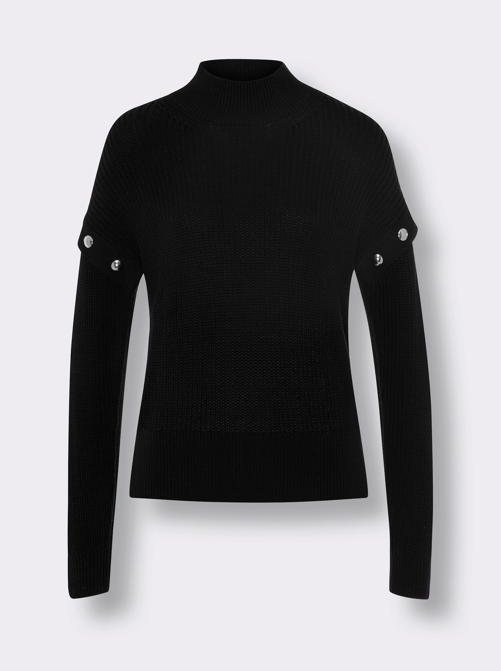 heine Pull à col montant en grosses mailles - noir