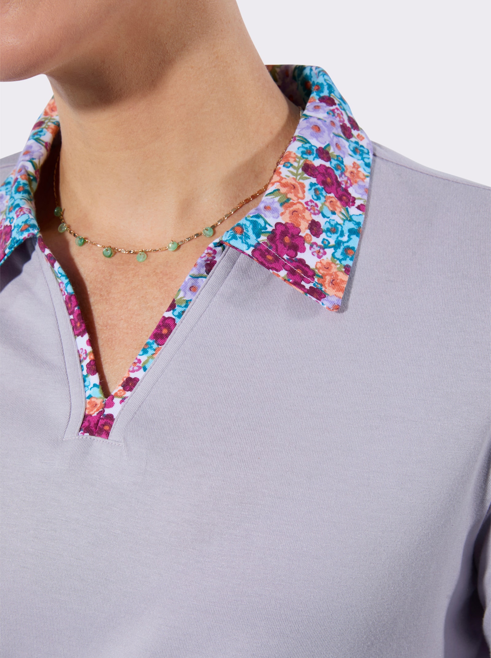 Poloshirt mit vielen Details - flieder